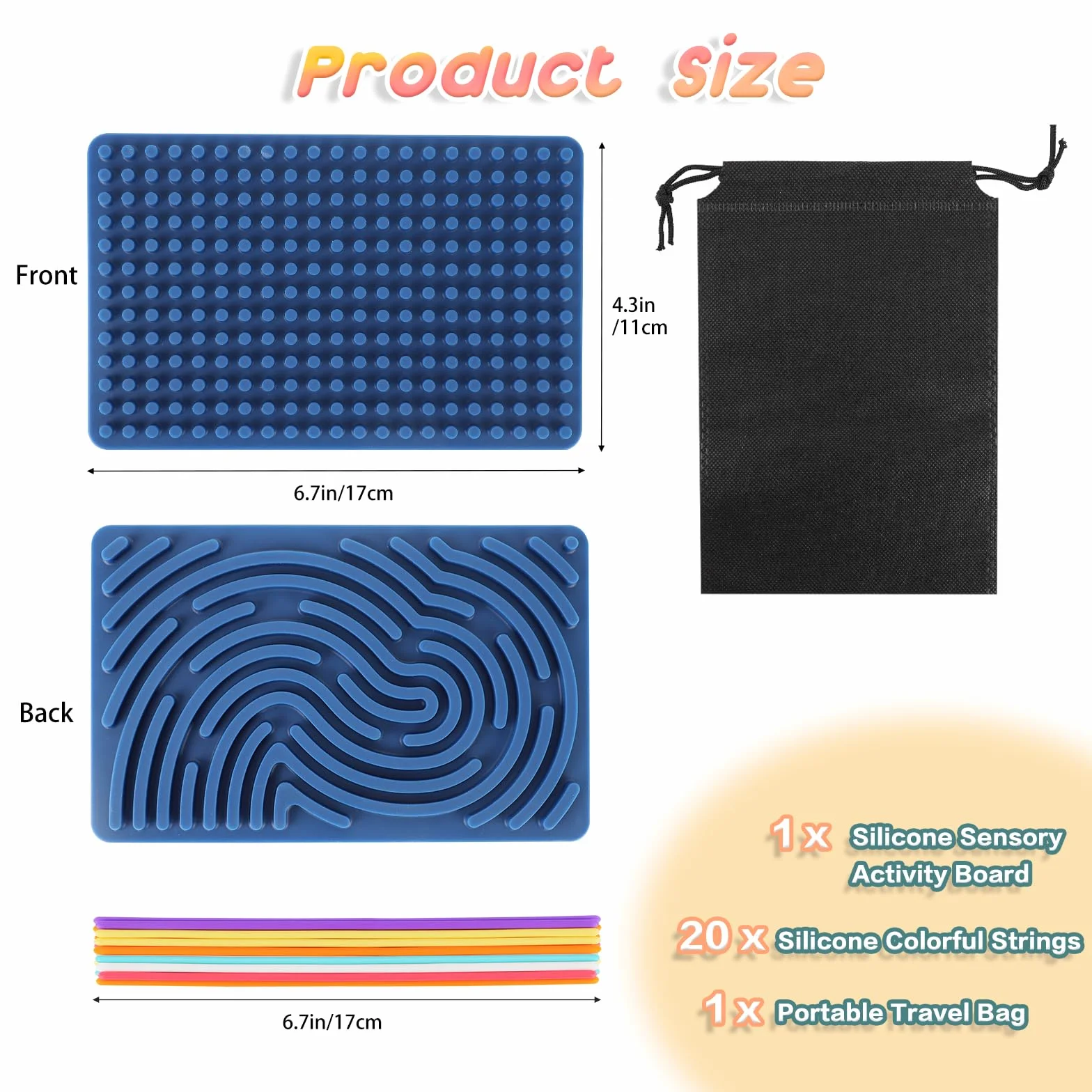 ddLUCK Sensoryczne Zabawki Activity Board, Silikonowe Sensoryczne Zabawki Fidget Do Autyzmu, Stres, ADHD, Gry Na Lęk Dla Dzieci Od 3 Roku Życia I Dorosłych, Z Torbą Podróżną I 20 Sznurami