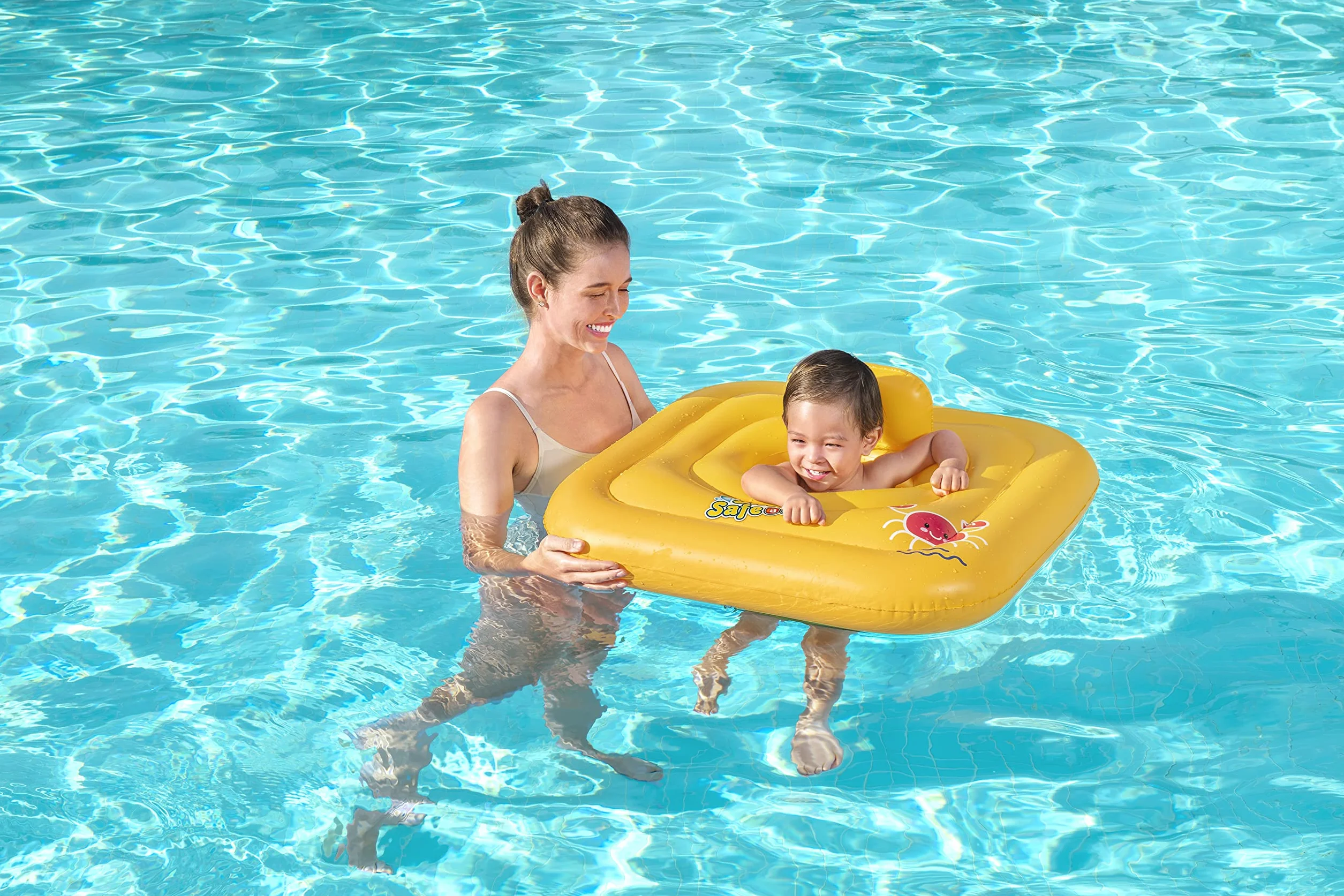 BESTWAY - Koło ratunkowe z siedziskiem Swim Safe A - Nadmuchiwane - 32050N - Żółte - Winyl - 65cm x 26cm - Bezpieczeństwo Dziecka - Zabawa na świeżym powietrzu - Basen - Dziecko - Od 6 miesiąca życia