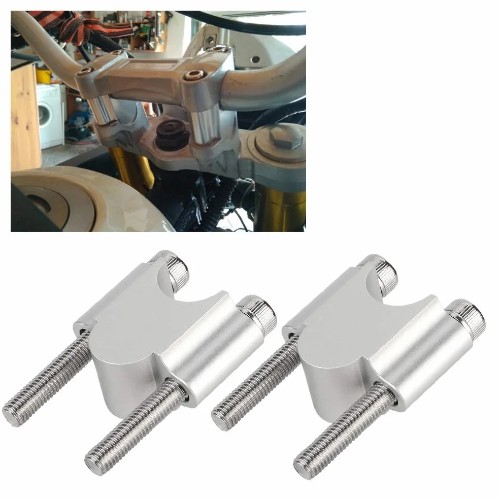 Riser Kierownica Uniwersalny Ze Stopu Aluminium 7/8'' 22 mm z Zaciskiem Zwiększonym do Motocykla Dirt Bike ATV (Srebrny chrom)