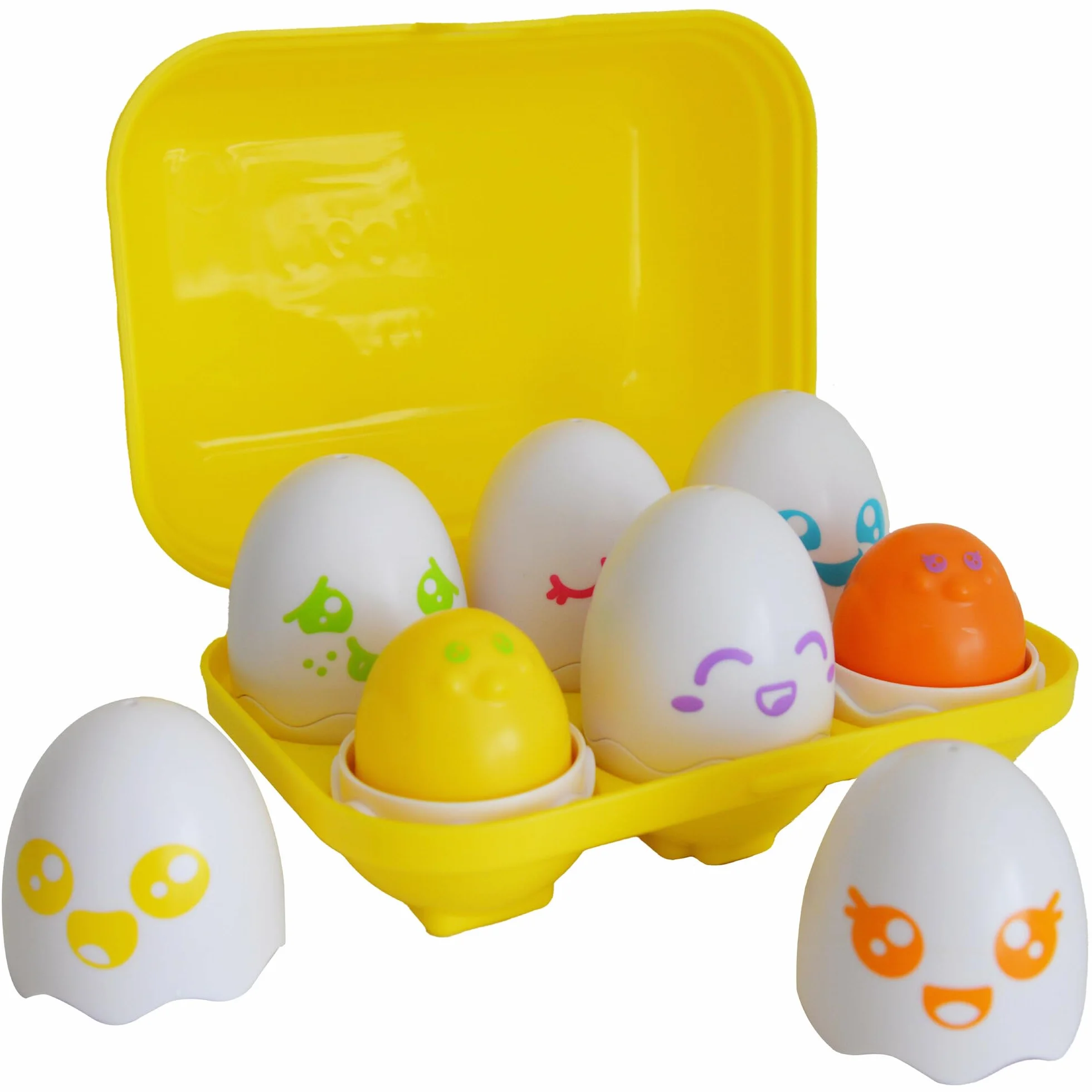 TOMY Toomies Hide and Squeak Eggs zabawka dla niemowląt, pudełko z dużymi jajkami z 3 piszczącymi pisklętami i 3 grzechotkami, sorter kolorów i kształtów, zabawki sensoryczne dla niemowląt, zabawki