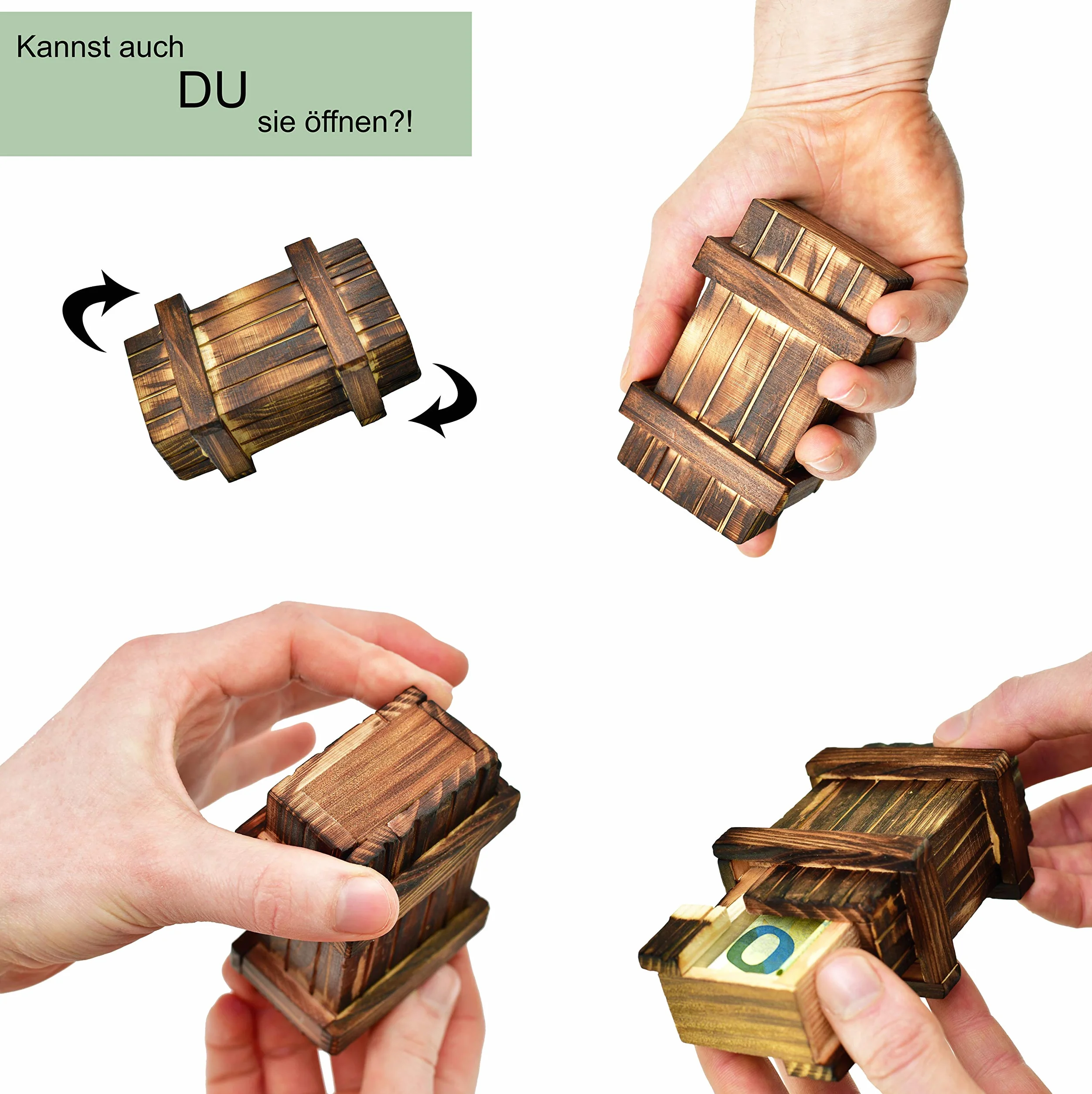 Store HD Magiczne Pudełko na Puzzle i Prezenty - Drewniane z Tajną Przegródką, Gadżety, Opakowanie na Pieniądze, Bony Urodzinowe, Biżuterię, Małe Puzzle, Gra