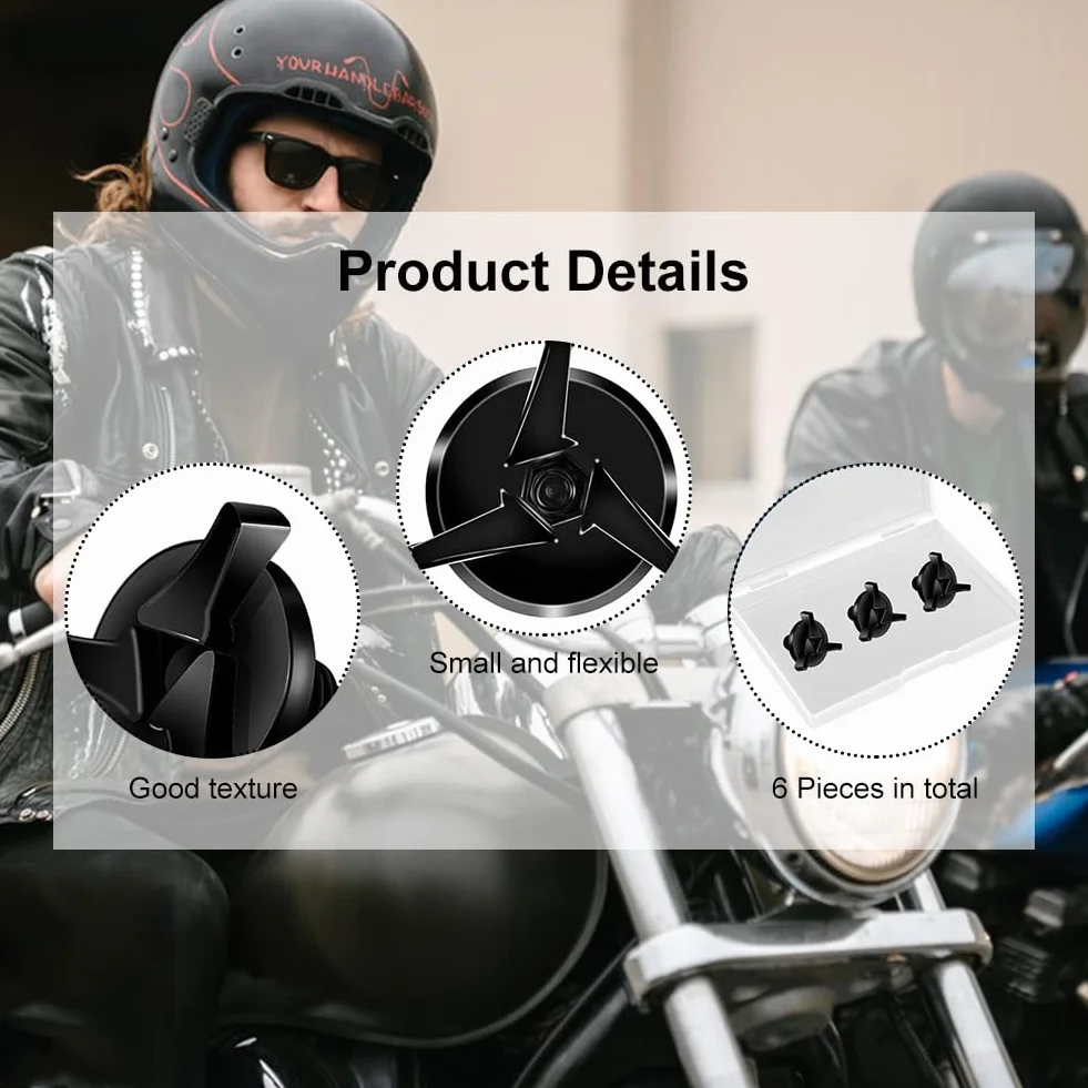 Śruby do kasku motocyklowego, śruby wizjera kasku motocyklowego, odłączane do kasków motocrossowych, śruby do kasku wyścigowego, akcesoria do przyłbicy kasku, z plastikowym pudełkiem, czarny, 6 sztuk