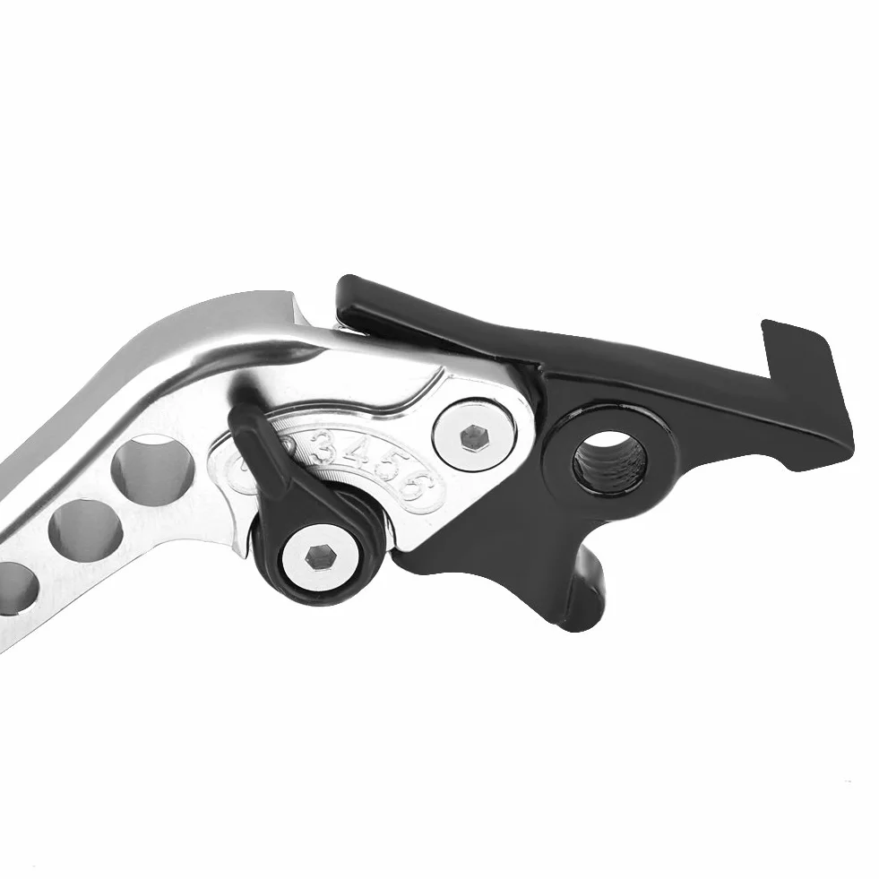 Qiilu 1 para CNC ze stopu aluminium modyfikacja motocykla podwójna dźwignia hamulca tarczowego (srebrny)