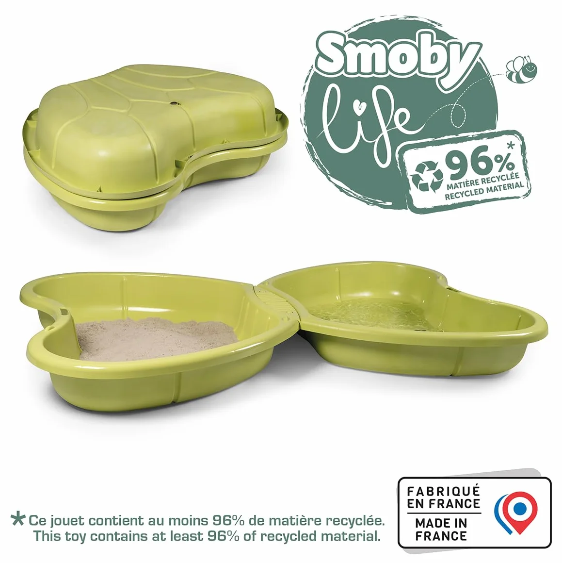 Smoby Life - Piaskownica w kształcie motyla - 2 pudełka - Woda i piasek - Zabawka na zewnątrz - Materiał z recyklingu - Od 2 lat - Wyprodukowano we Francji