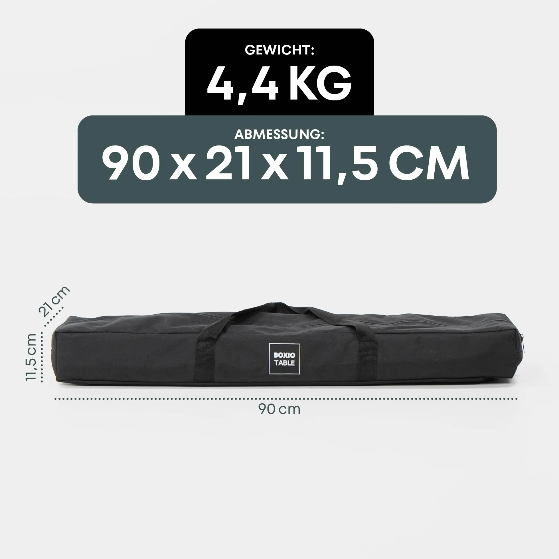 BOXIO - Tabel skladany kempingowy, 88x40, odporny, stabilny, regulacja wysokosci, do kempingu, ogrodu, balkonu, kampera, mały z torbą