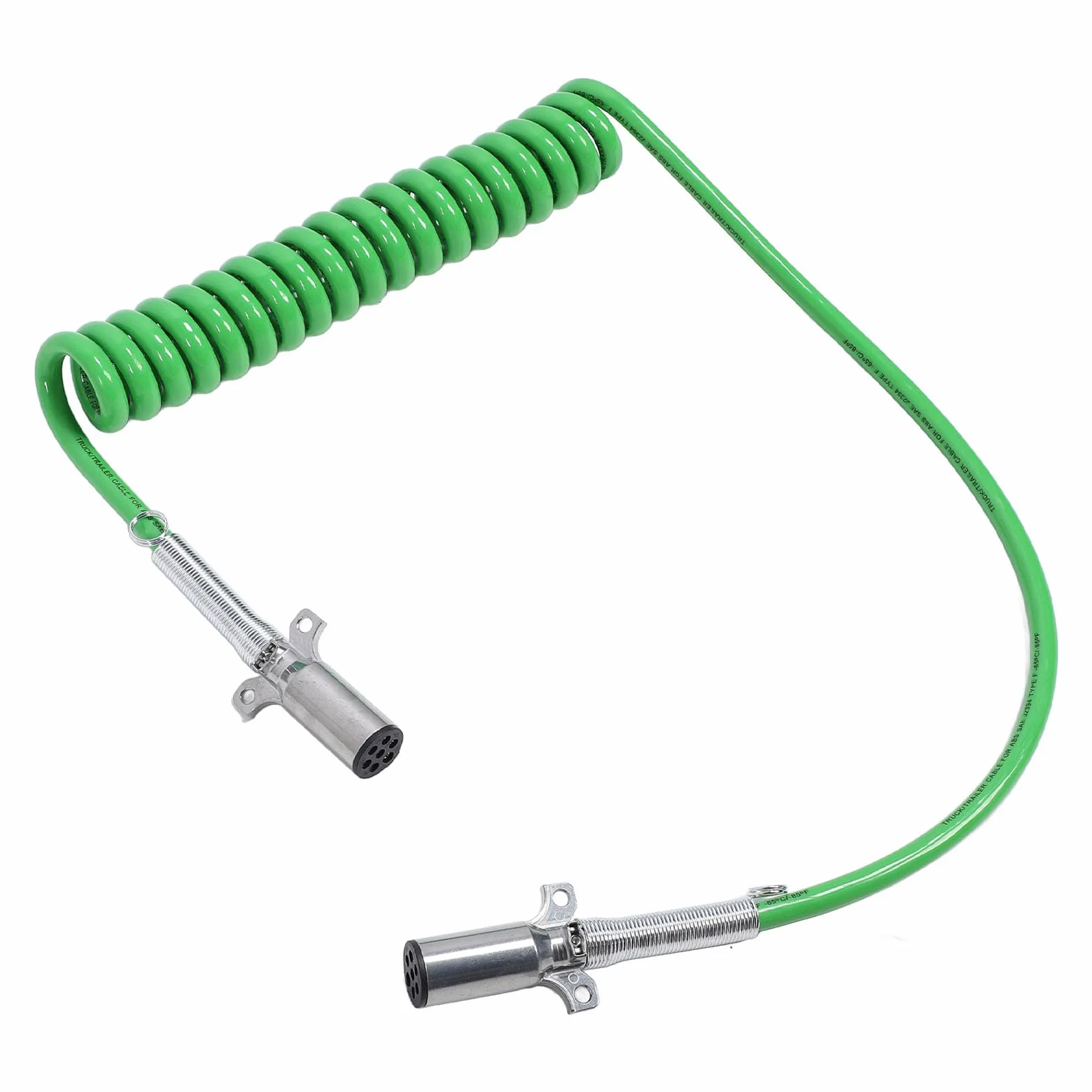 POENVFPO Kabel Przyczepy, 7-żyłowy Zwinięty Przewód Przyczepy 15 Stóp, ABS PU Miedź Stop Cynku SAE J560 7P 24 V, Długi Przewód Zasilający do Naczep Ciężarówek Ciągniki RV Holowanie Przyczep