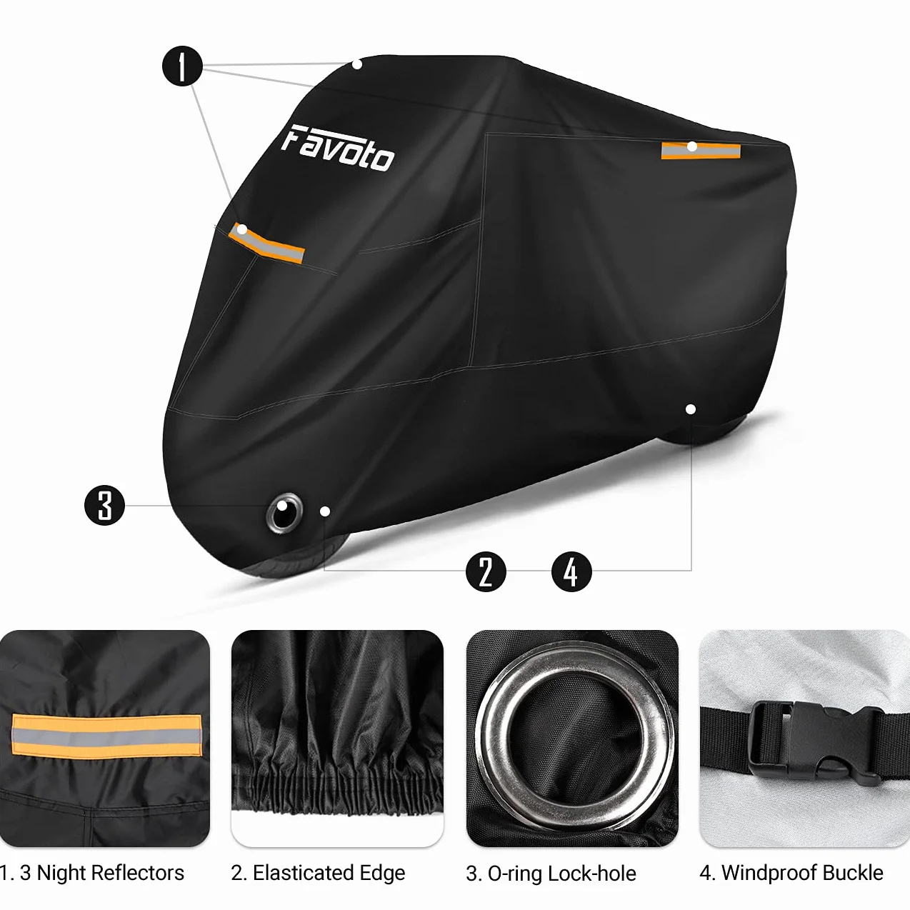 Favoto Pokrowiec na motocykl XXXXL 210T Oxford wodoodporny pyłoszczelny 295x105x125 cm