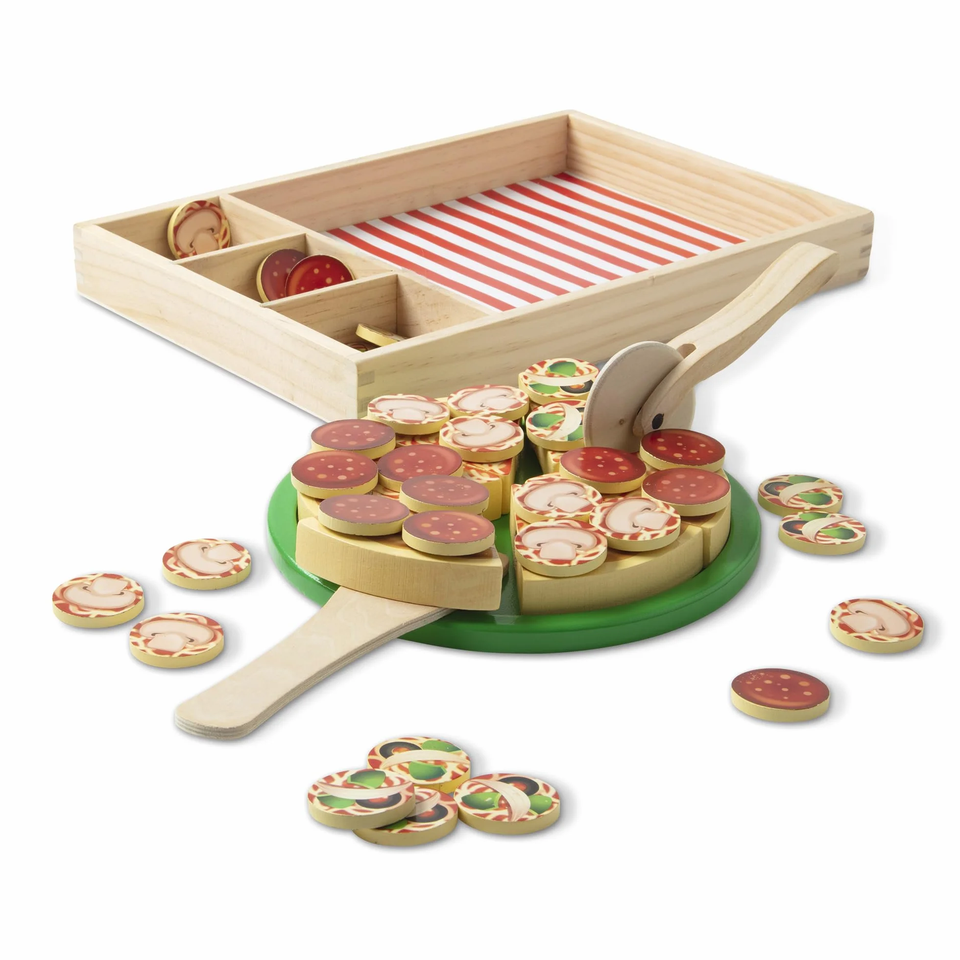 Melissa & Doug Drewniana Pizza | Zabawka dla dzieci | Zabawa w udawanie | Drewniane jedzenie do zabawy |Zabawy Montessori | Prezent dla dzieci w wieku 3 4 5 lat | Dla chłopca lub dziewczynki