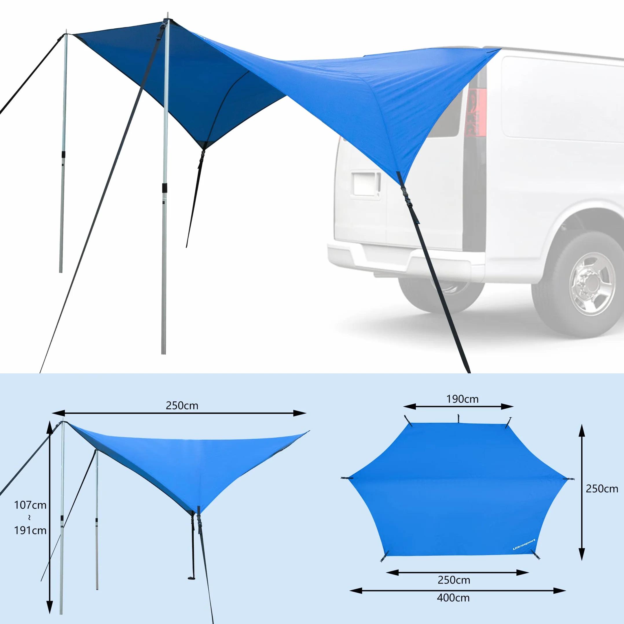 Ultrasport Tendalino Z Auto-Baldacchino Ochrona Podeszwy Wytrzymały Materiał Niebieski