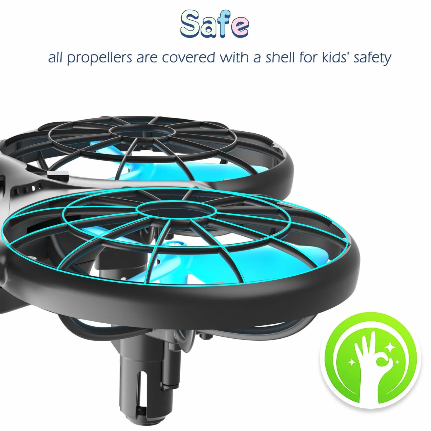Loolinn | dron dla dzieci – mini dron, RC Quadrocopter z technologią antykolizyjną / 360° flips/tryb sterowania ręcznego/dostarczane są dwa baterie (Prezent dla dzieci)