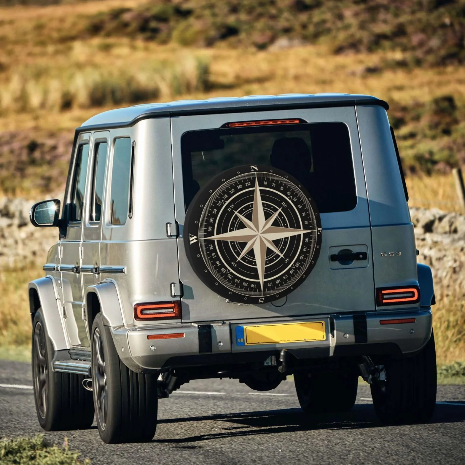 Uniwersalny zamienny pokrowiec na zapasowe koło, wodoodporny pokrowiec na zapasową oponę z nadrukiem Złotego Kompasu, pyłoszczelny pokrowiec na oponę do przyczepy, pojazdu rekreacyjnego, SUV-a