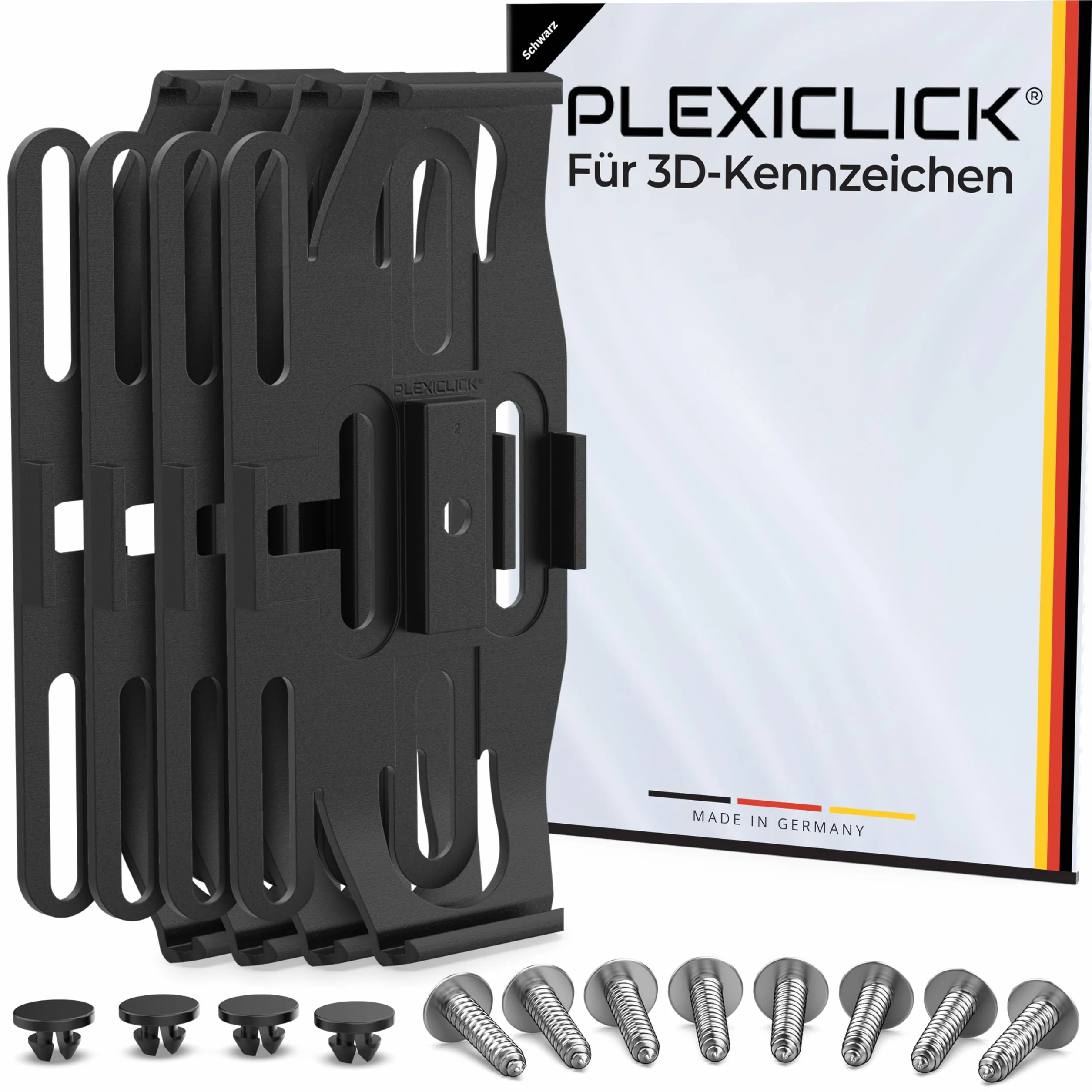 PLEXICLICK® 3D Uchwyt na tablicę rejestracyjną 3D Bezramowy Niewidoczny Uniwersalny Czarny