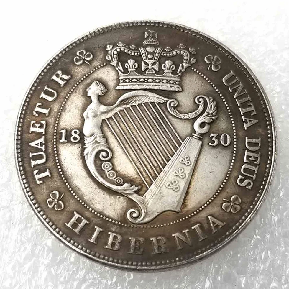 1830 Wielka Brytania Old Coin - brytyjska korona George IV walijskie stare monety - pamiątkowe monety niklowe - rzeźbiona sztuka dla przyjaciół + torba na prezent KaiKBax ulubiony prezent