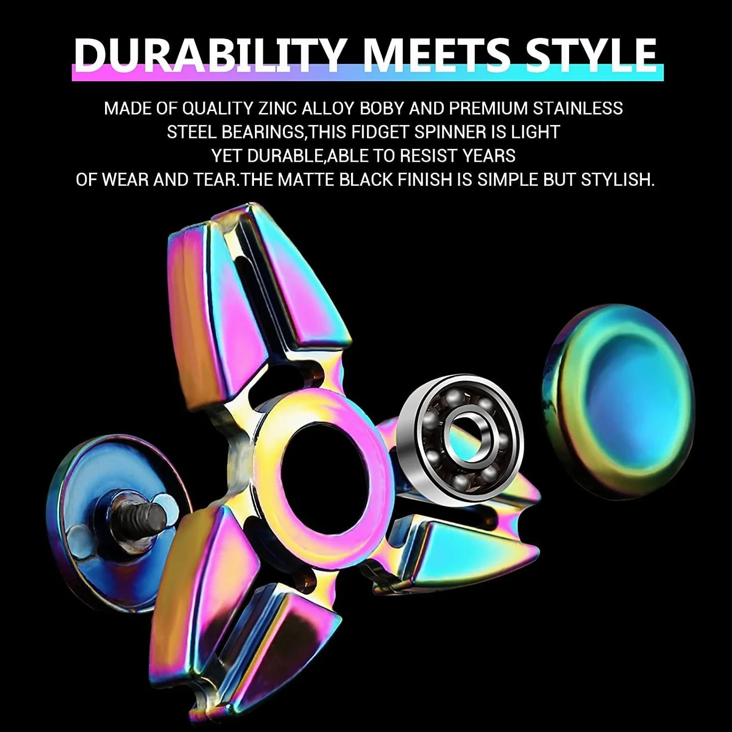 SCIONE Fidget spinner, z metalu, z łożyskiem ze stali nierdzewnej, 3–5 min, wysoka prędkość, dla dzieci, prezent na Wielkanoc (okrągły)