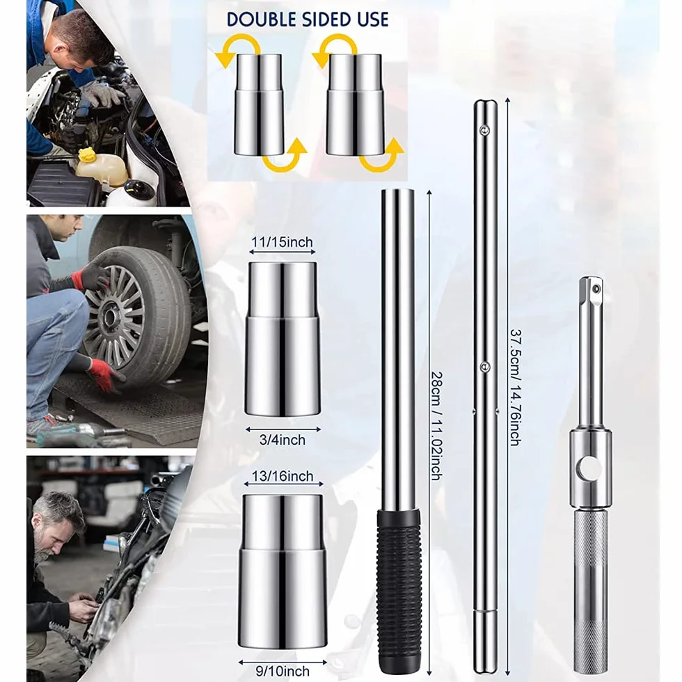 Klucz Do Zdejmowania Opon Samochodowych, Ze Standardowymi Gniazdami 17/19mm 21/23mm, AntypośLizgowy, TrwałY, Chowany, Do NarzęDzi Awaryjnych W Przypadku Awarii Opon Samochodowych/Van/CiężArowych