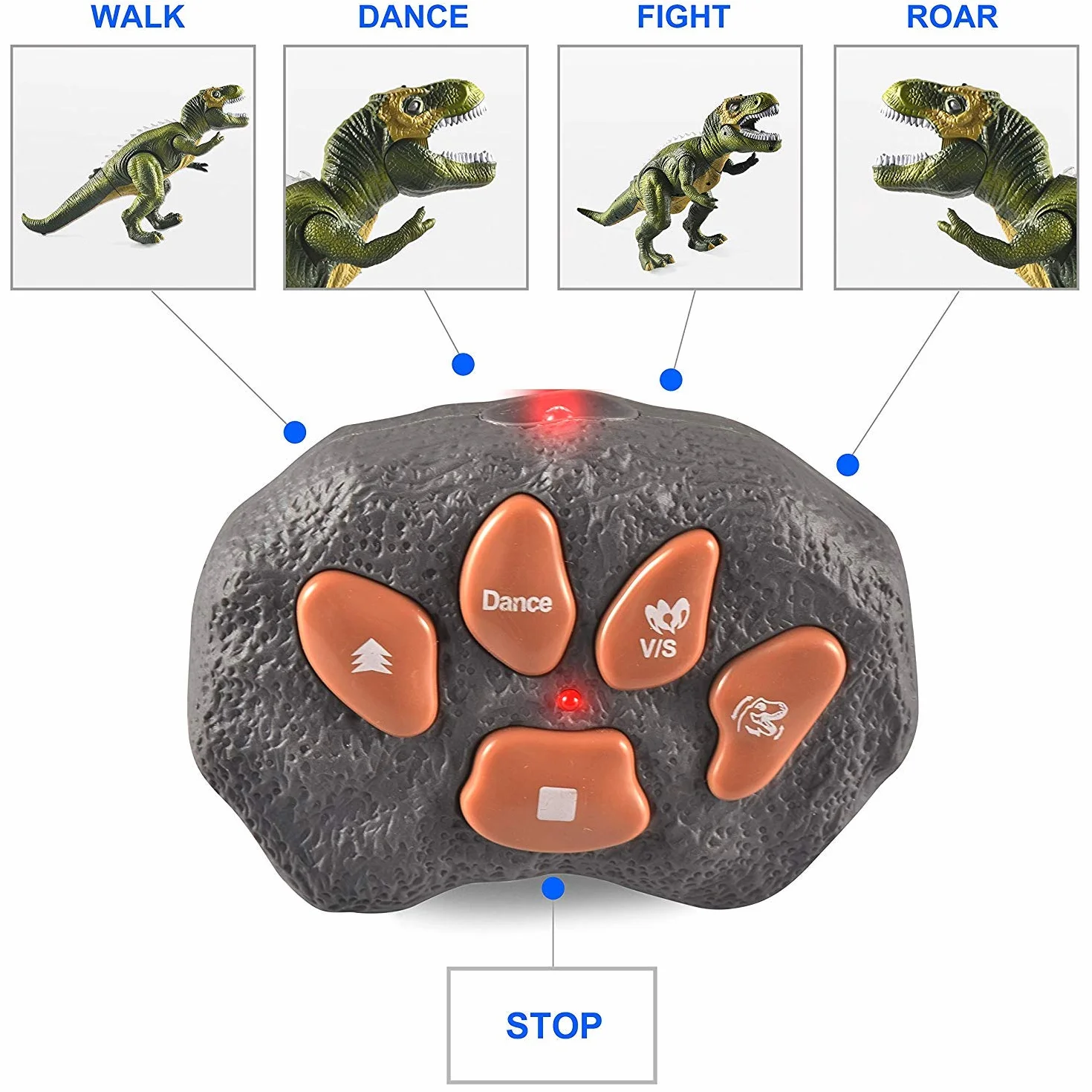JOYIN Zdalnie sterowana zabawka dla dzieci, zabawka dinozaur T-Rex, dinozaur z chodzeniem, rykiem, świecącymi oczami i wstrząsami głową dla małych dzieci, chłopców i dziewczynek