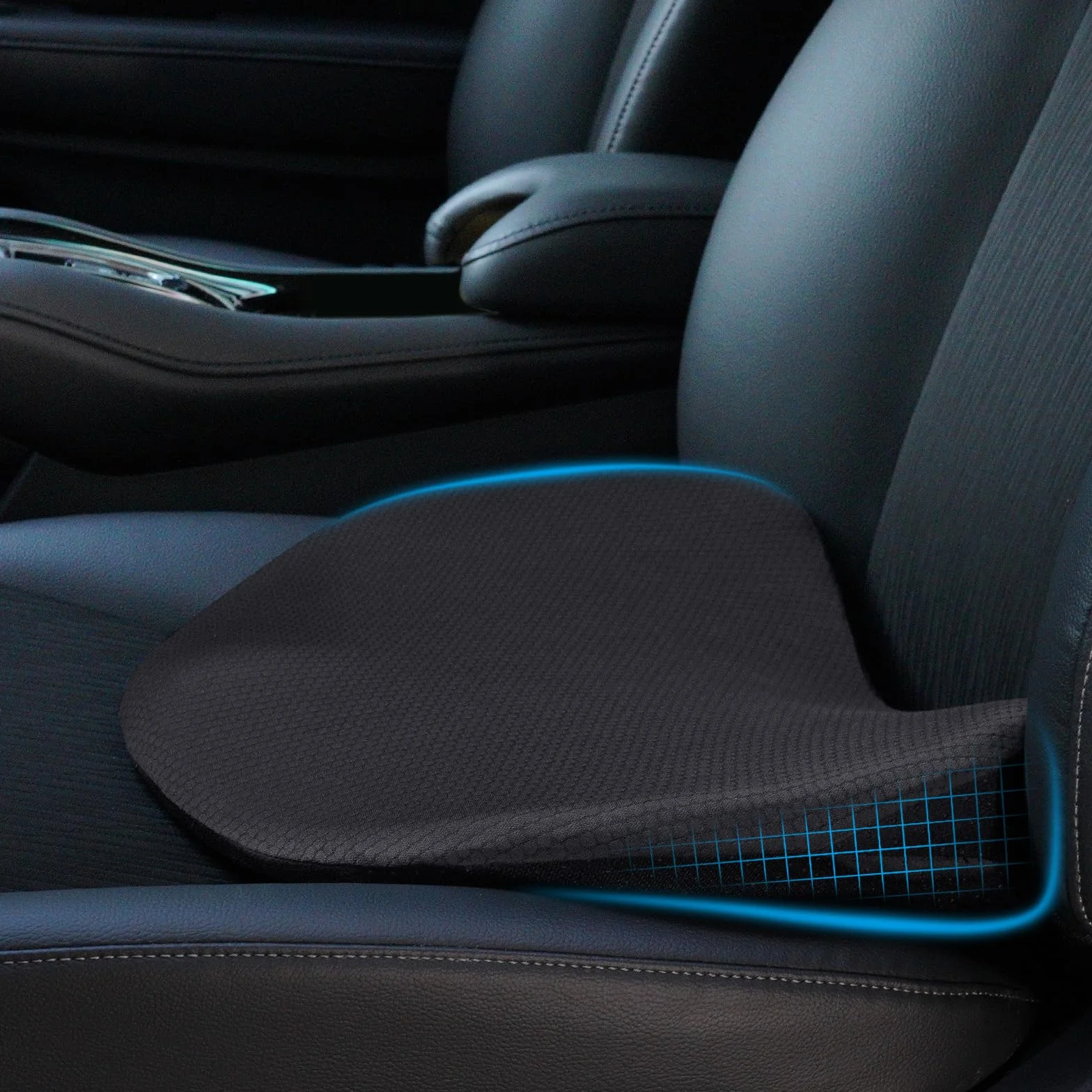 Ainiv Poduszka z pianki memory foam na siedzenie samochodu, korektor na kość ogonową, czarna