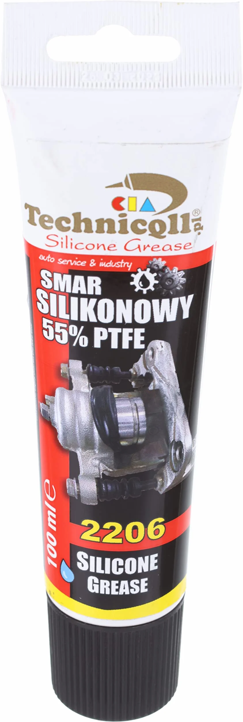 Technicqll 100 ml silikonowy smar 55% PTFE do montażu tarcz hamulcowych i klocków, gumowych uszczelek, świec zapłonowych