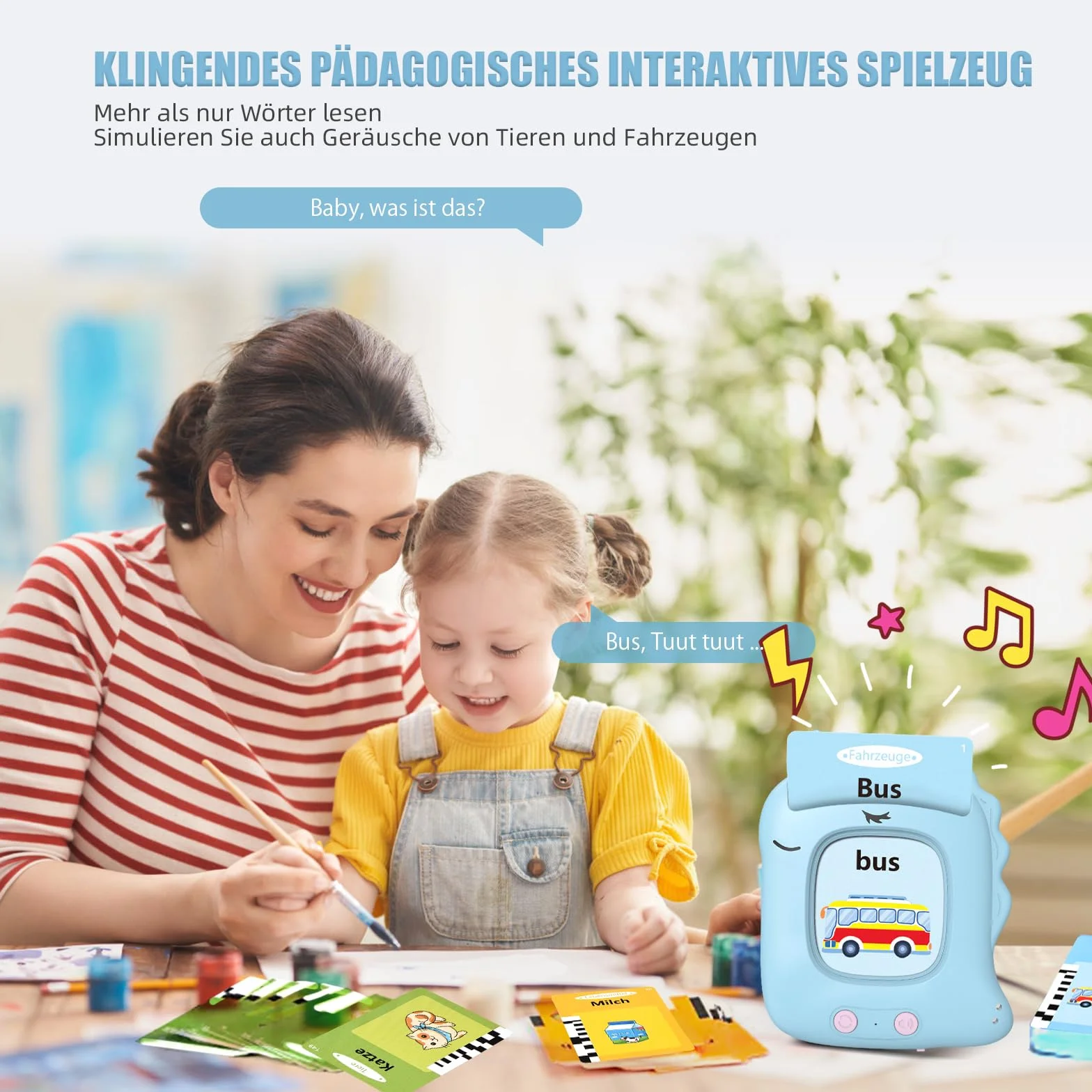 Mówiące karty do nauki mówienia w języku niemieckim, zabawka dla dzieci od 2, 3, 4, 5, 6 lat, wsparcie języka dla dzieci, chłopców i dziewczynek, 112 arkuszy, 224 słowa, zabawka edukacyjna, nauka