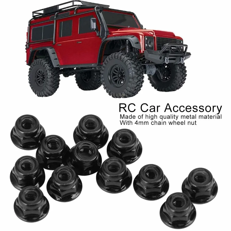 Antypoślizgowa nakrętka zabezpieczająca koła 4mm Axial Traxxas SCX10 1/10 RC Model samochodu 12 sztuk czarny