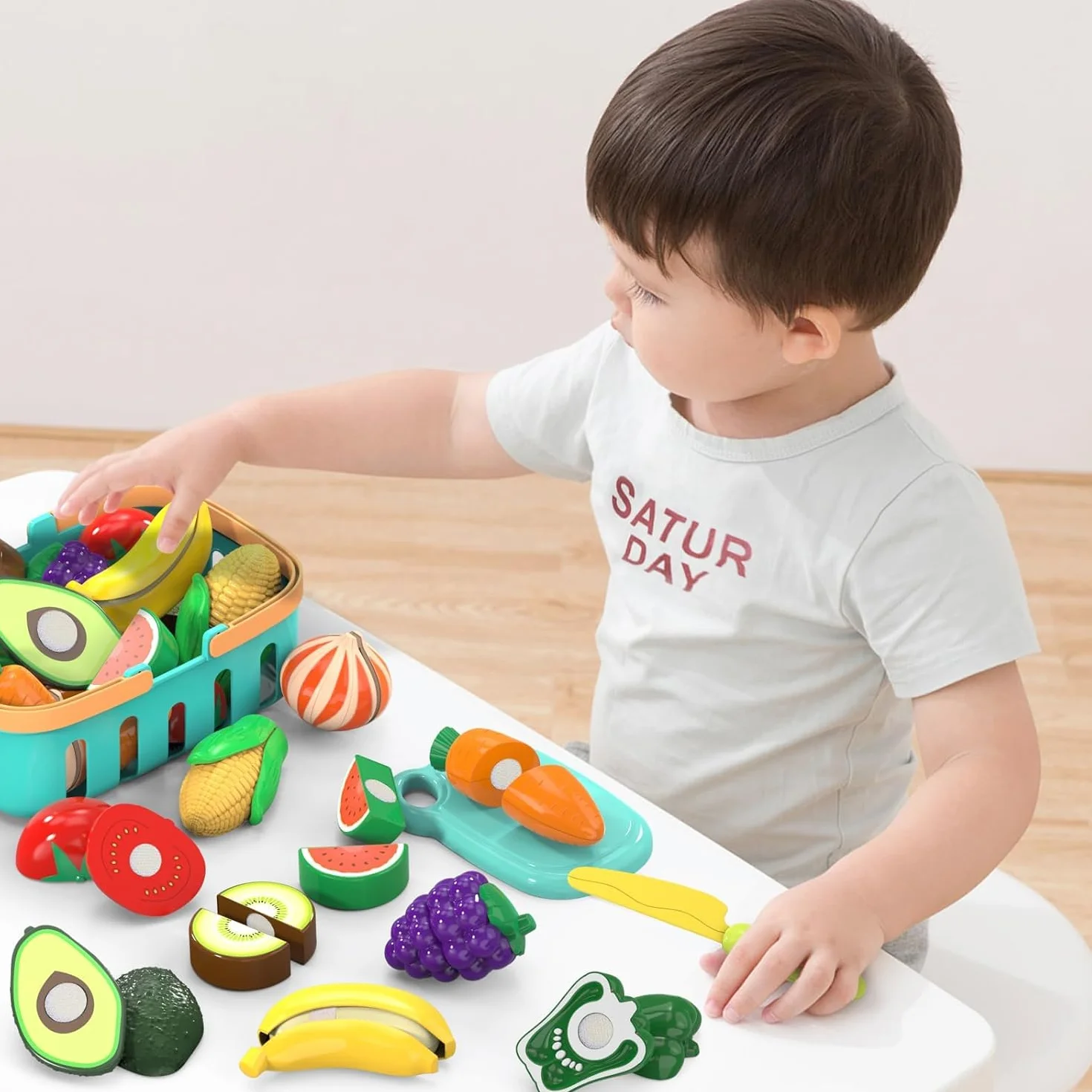 Cutting Play Food Toys for Kids, Pretend Play Kitchen Accessories