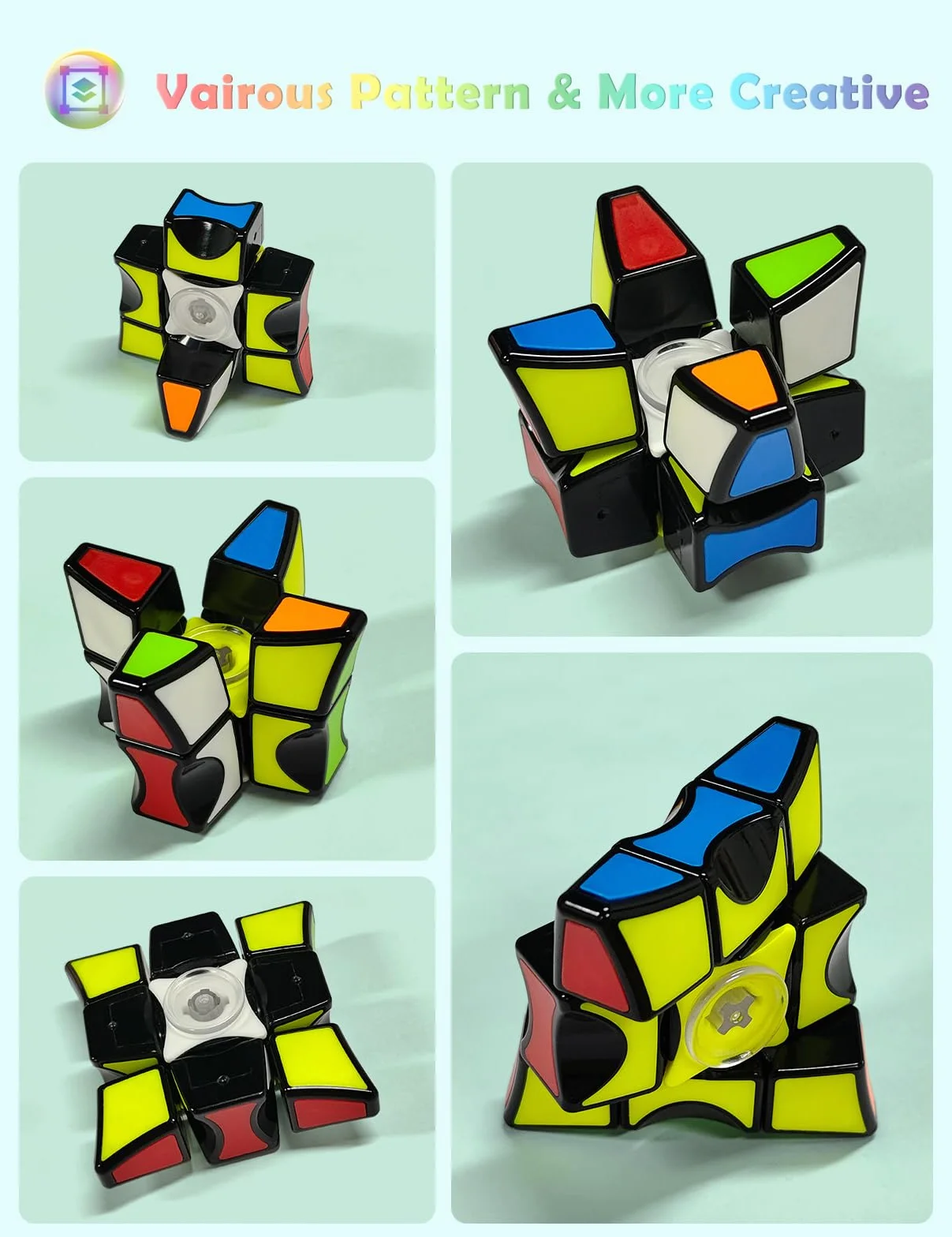 ROXENDA 1 x 3 x 3 kostka Fidget Spinner ze zoptymalizowaną rotacją kostki, idealna do łagodzenia stresu dla dzieci i dorosłych (czarna)