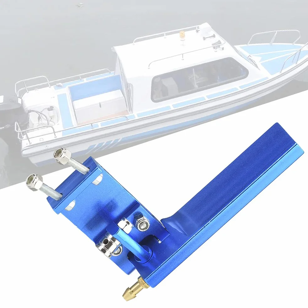 Aluminiowy ster steru, akcesoria do łodzi RC, łódź elektryczna o wysokiej wytrzymałości na metanol do łodzi wyścigowej RC Model łodzi morskiej Sterowanie i chłodzenie silnika wodą(blue, 95mm)