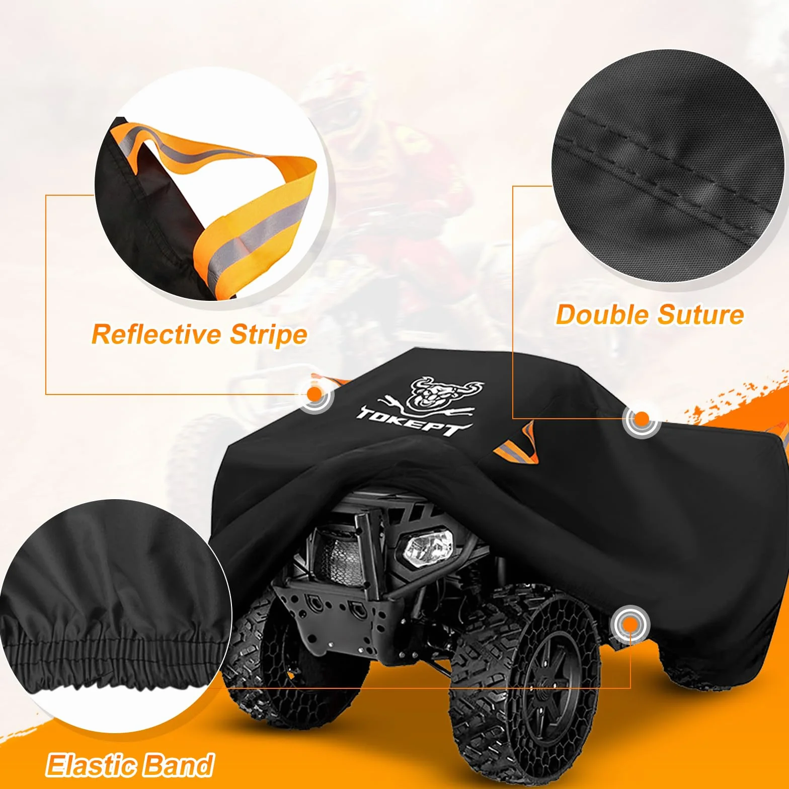 Pokrowiec na ATV, wodoodporny, wytrzymały pokrowiec na czterokołowiec i quada, całoroczny, odporny na warunki atmosferyczne i UV, do Polaris″, Kawasaki, Yamaha, Suzuki, Honda (czarny, XL)