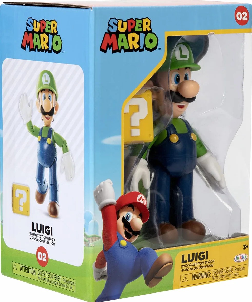 Figurka - JAKKS Pacific - Super Mario Bros : Luigi + blok? - 10 cm