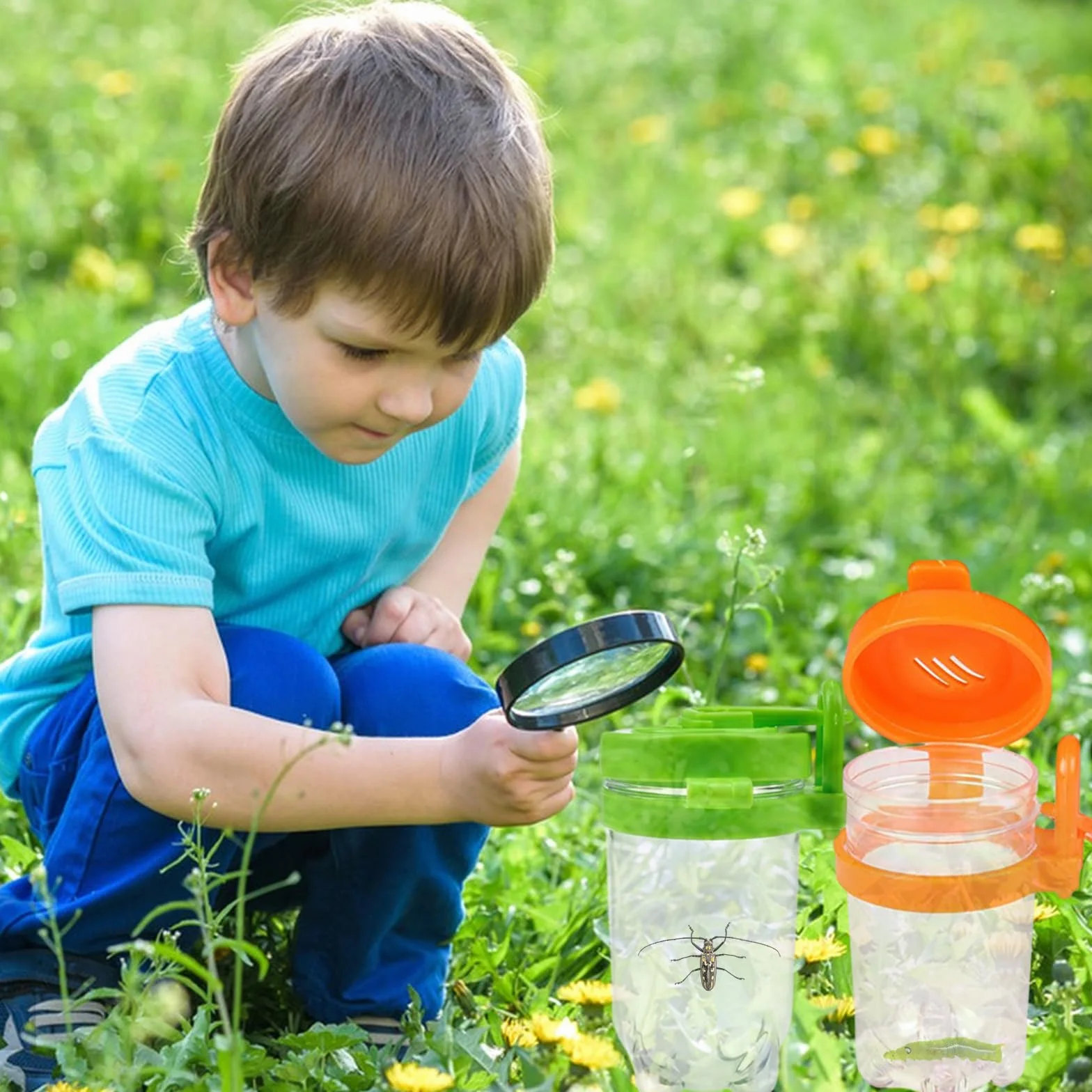 6 szt. powiększający pojemnik na owady powiększający insekt, przezroczyste pudełko na owady dla dzieci, plastikowe pudełka na owady, przenośna klatka dla dzieci, nauka, narzędzie do eksploracji
