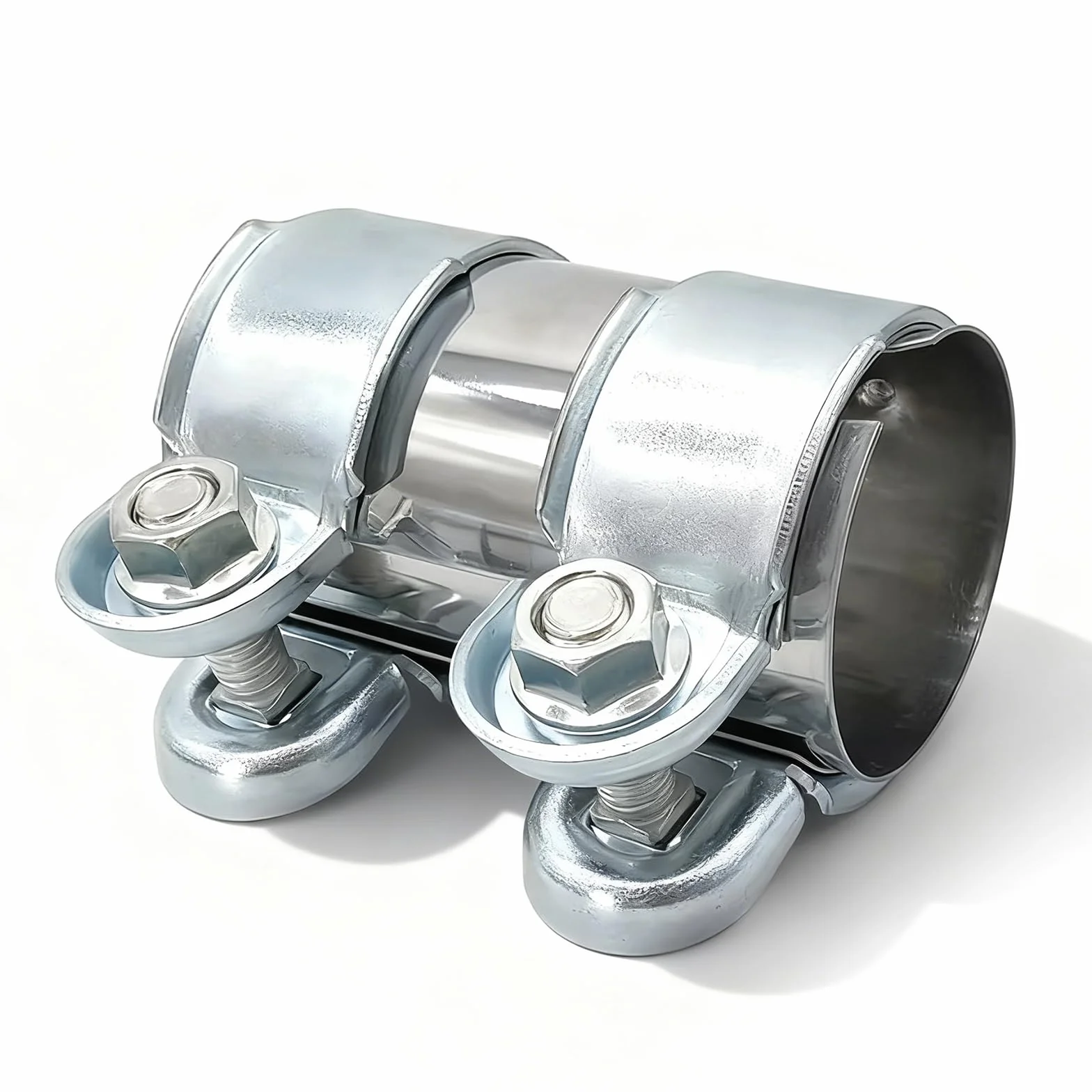 50 mm zacisk do rury wydechowej, złącze rury, stal nierdzewna, zacisk do naprawy rur, mocowanie z podwójnym zaciskiem do układu wydechowego samochodu (Ø 50mm / Dł: 95mm)