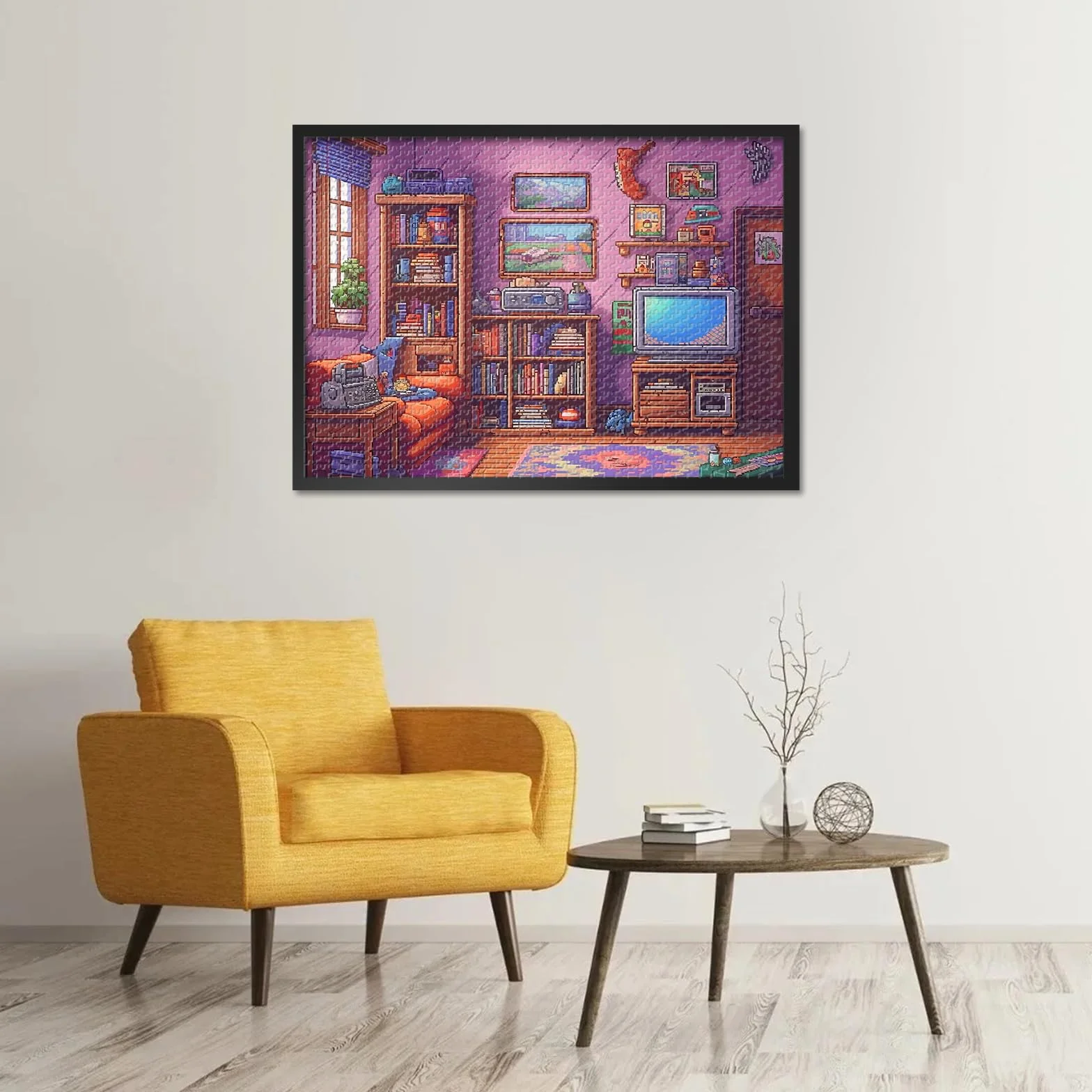 Jeden pokój z książkami telewizyjnymi, puzzle dla dorosłych, trudne wyzwania, sztuka, dla dorosłych, dekoracja ścienna, 1000 sztuk, bit, piksele, do gier rodzinnych, 50 x 70 cm