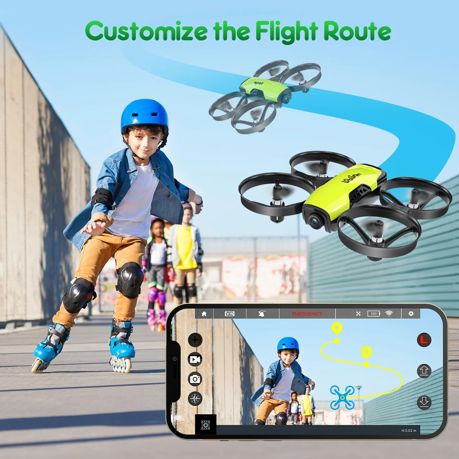 Loolinn | Dron z kamerą jako prezent dla dzieci – mini dron zdalnie sterowany, czas lotu 21 minut (trzy baterie w zestawie)