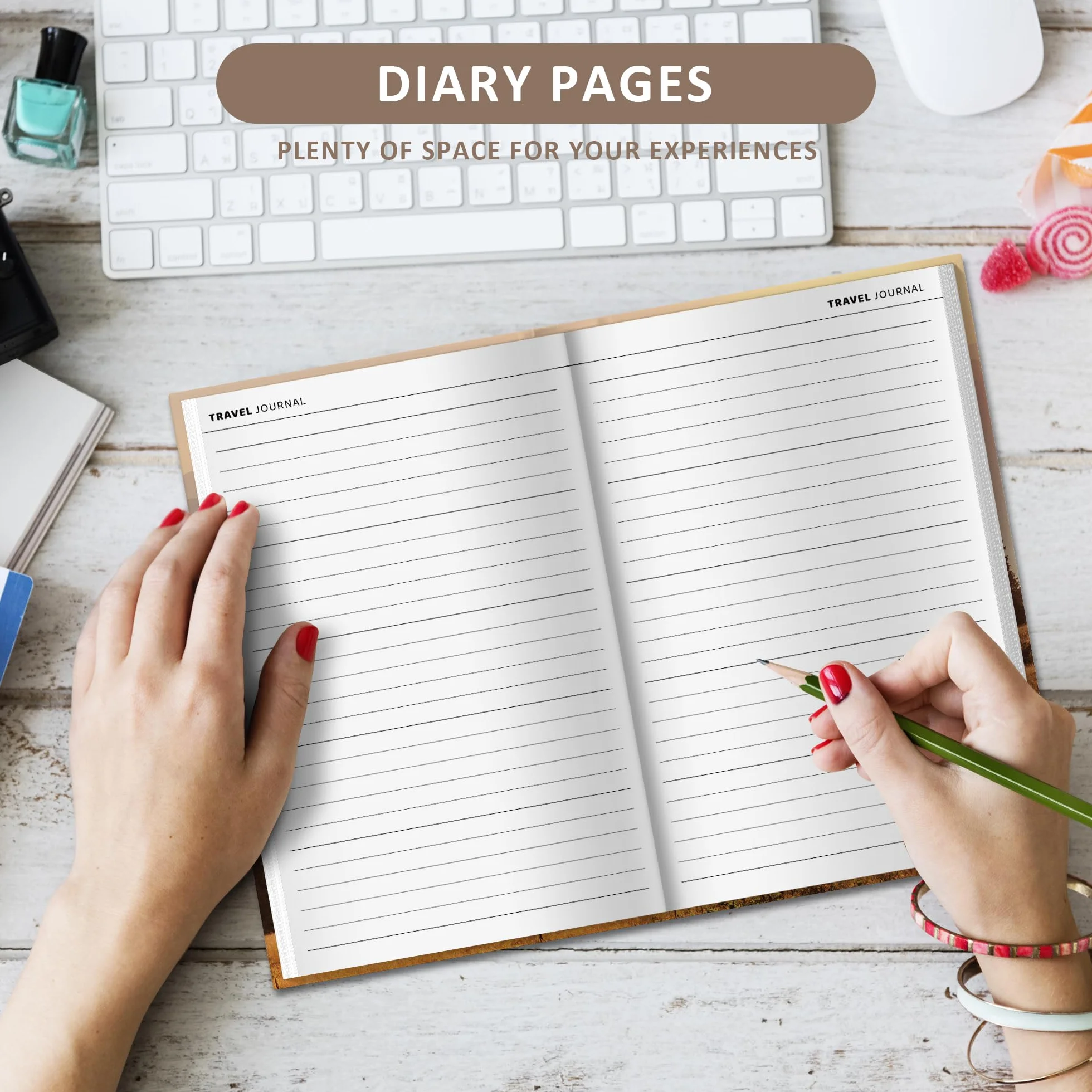 BIROYAL Dziennik podróżny do wypełnienia na 6 podróży – 156 stron A5 Travel Journal na wspomnienia do pisania – dziennik na wiele podróży – idealny prezent podróżny dla podróżujących po świecie