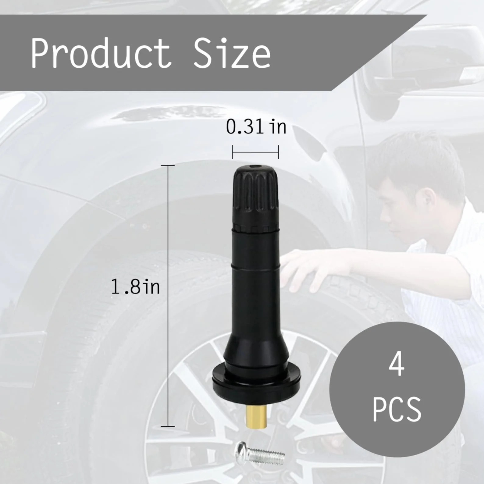 Czujniki ciśnienia w oponach TPMS, zawory samochodowe, trzpienie zaworów, wkładki 4 sztuki