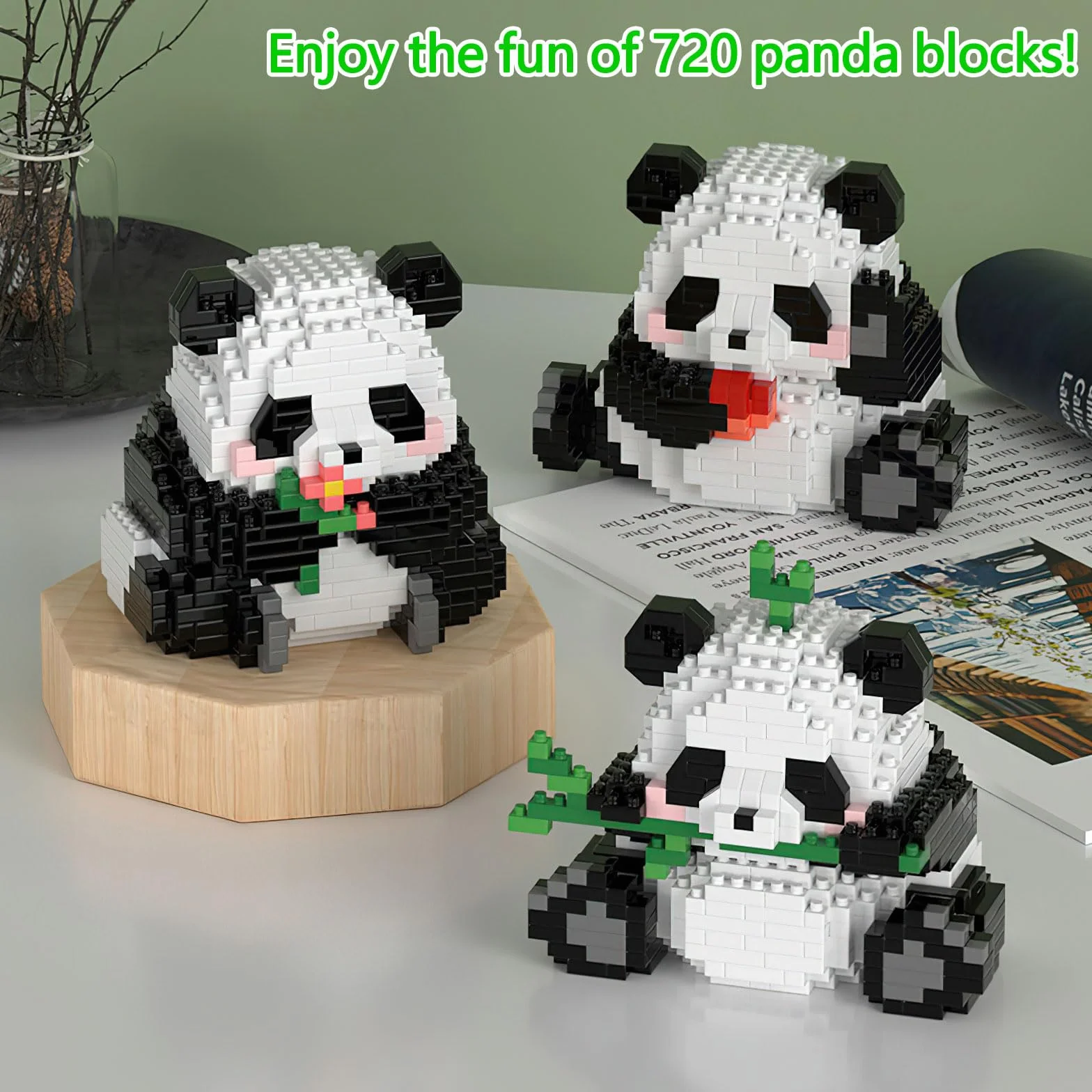 TNSLAND Panda 3 w 1, zestawy klocków konstrukcyjnych, klocki ze zwierzętami, figurki, zabawka konstrukcyjna dla dzieci od 6 lat (A)