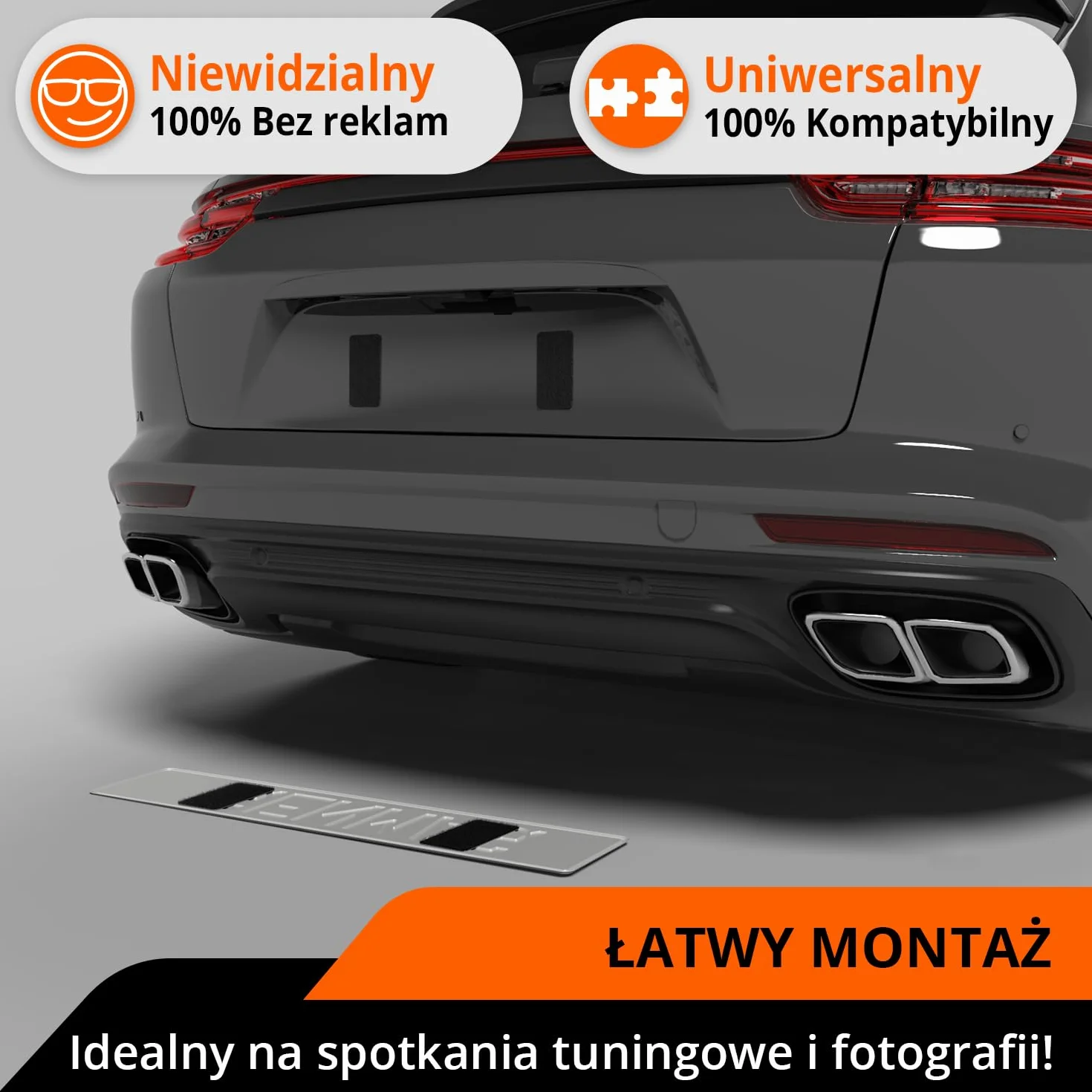 GENMAG® Ramki pod Tablice Rejestracyjne na Rzep | Bezramkowy Uchwyt Tablicy Rejestracyjnej