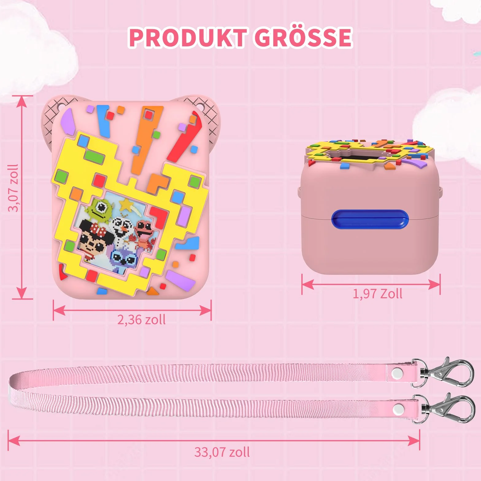 etui ochronne na bitzee Interactive Toy, antypoślizgowe i odporne na zarysowania silikonowe etui ochronne do interaktywnych akcesoriów do zabawek firmy Bitzee, ze smyczą (różowe)