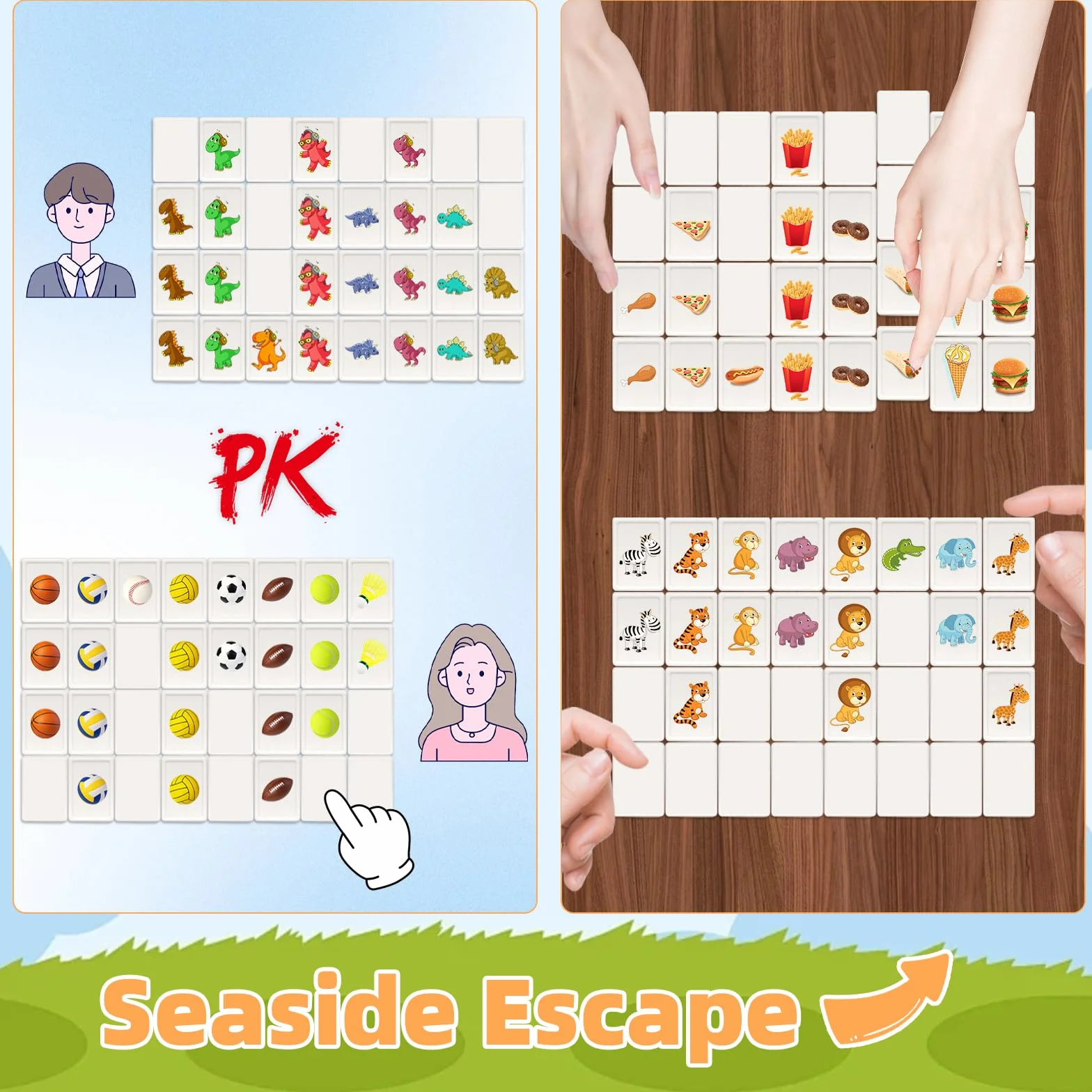 Bloki 65 30 mm Seaside Escape gra w stylu Mahjong, tworzywo ABS, naklejki PCW, dla dzieci i dorosłych