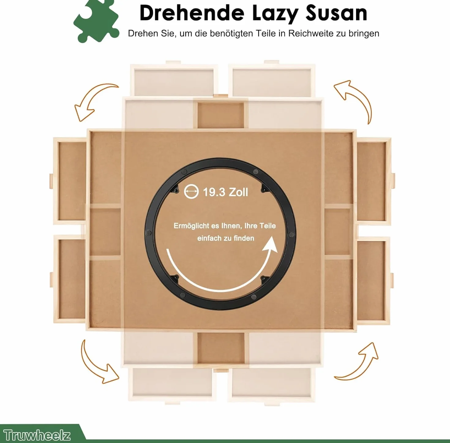 2000 elementów, obrotowa deska puzzli z 6 szufladami i pokrywą, 72,4 x 102 cm, przenośny drewniany stół puzzle dla dorosłych, Lazy Susan Spinning Puzzle Deski dla mamy