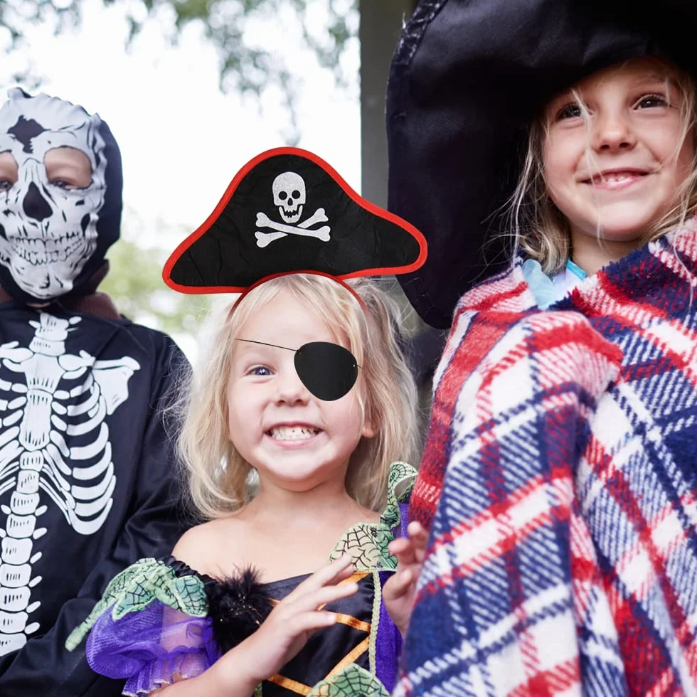 AOMIG Kostium piracki dla dzieci, 4 sztuki, fantazyjny kostium piracki z akcesoriami pirackimi, sukienka księżniczki Buccaneer, sukienka księżniczki dla dziewczynek, kostium pirata, na Halloween