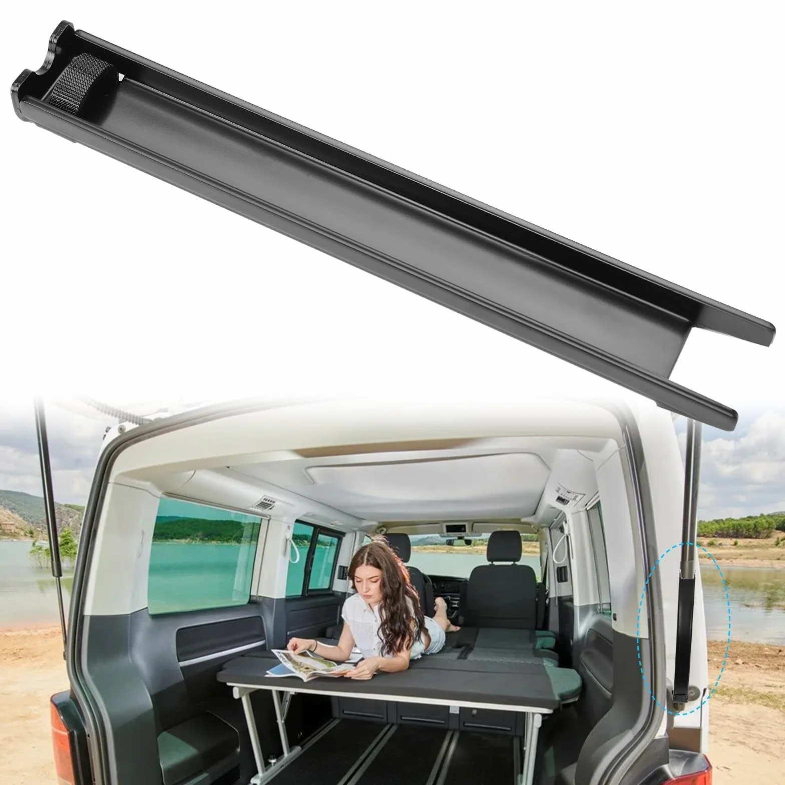 ANBOO Stojak na tylną klapę do VW Caddy T5 T6 T6.1 California, długi uchwyt
