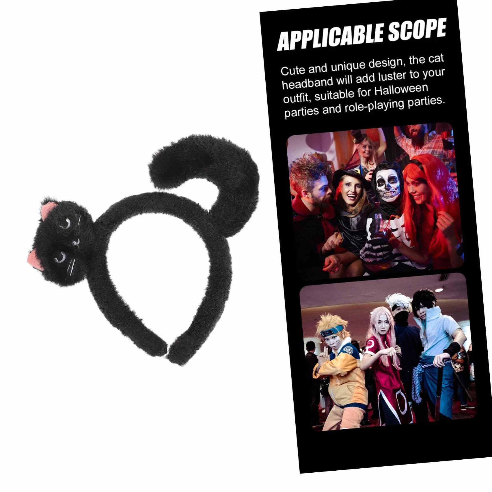 Abaodam Opaska Na Głowę Z Kotem Na Halloween Czarna Opaska Na Głowę Z Kotem Dla Kobiet I Dziewcząt Dodatek Na Imprezę Cosplay