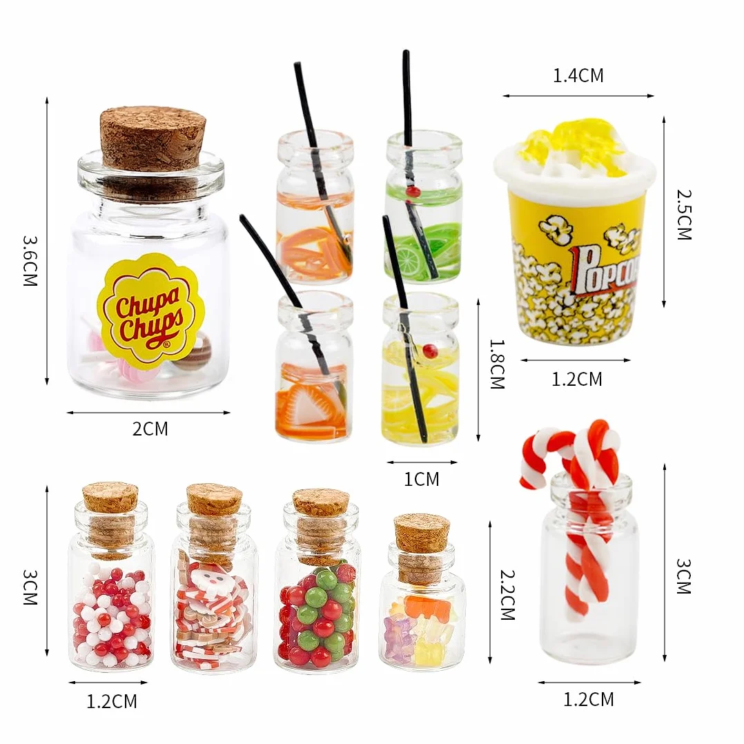 11 sztuk miniaturowe akcesoria do domku dla lalek spożywczych, miniaturowe akcesoria do gnomów, jedzenie i picie, miniaturowe cukierki mini jedzenie, zestaw akcesoriów kuchennych do dekoracji