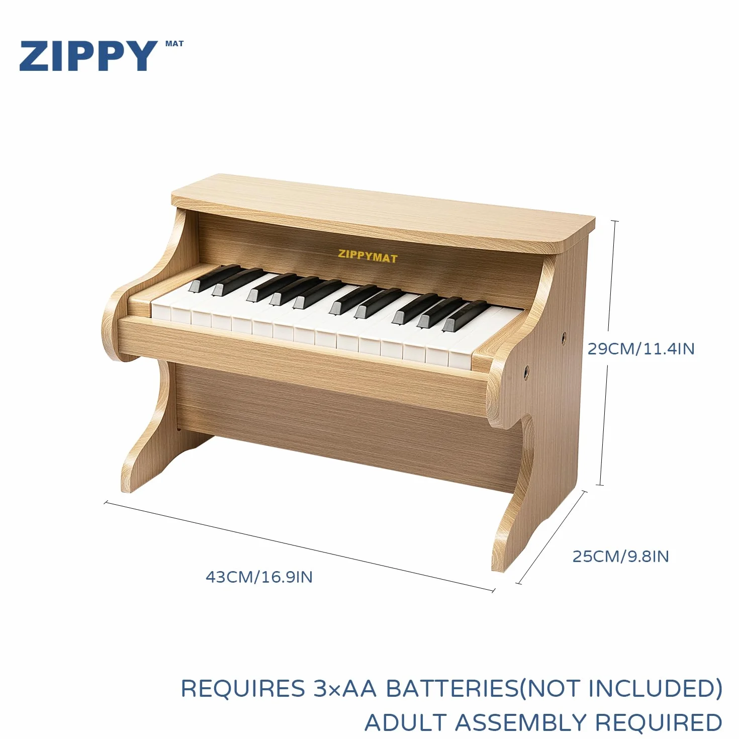 Klawiatura fortepianowa dla dzieci, 25 klawiszy, mini instrument do nauki muzyki, zabawka, drewniane fortepian dla małych dzieci, dziewcząt i chłopców (Dąb)