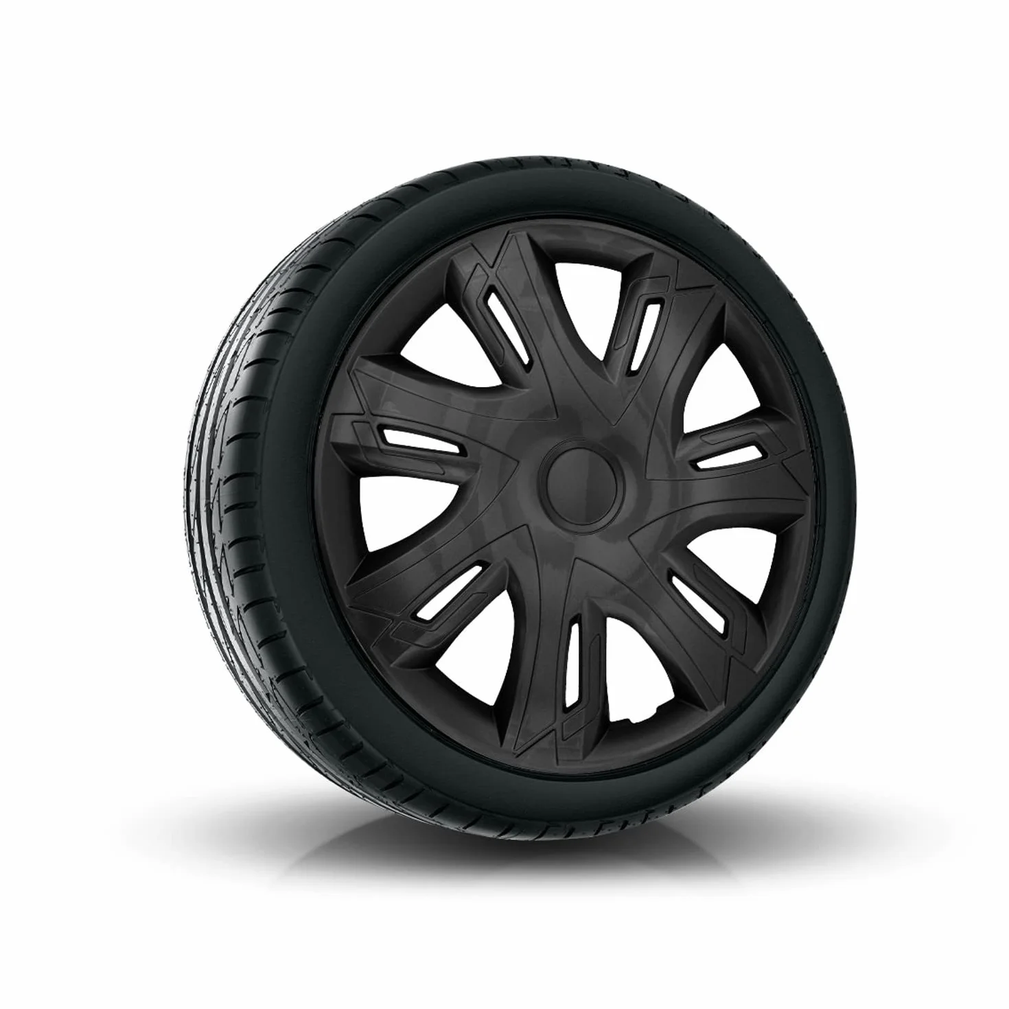 NRM Kołpaki 15" N-Power Czarne Matowe, Zestaw 4 szt. Uniwersalne, Idealne do Kół Stalowych, Kołpaki Wciskane, Wykonane z Plastiku ABS, Komplet Kołpaków Ozdobnych do Opel, Fiat, Mazda