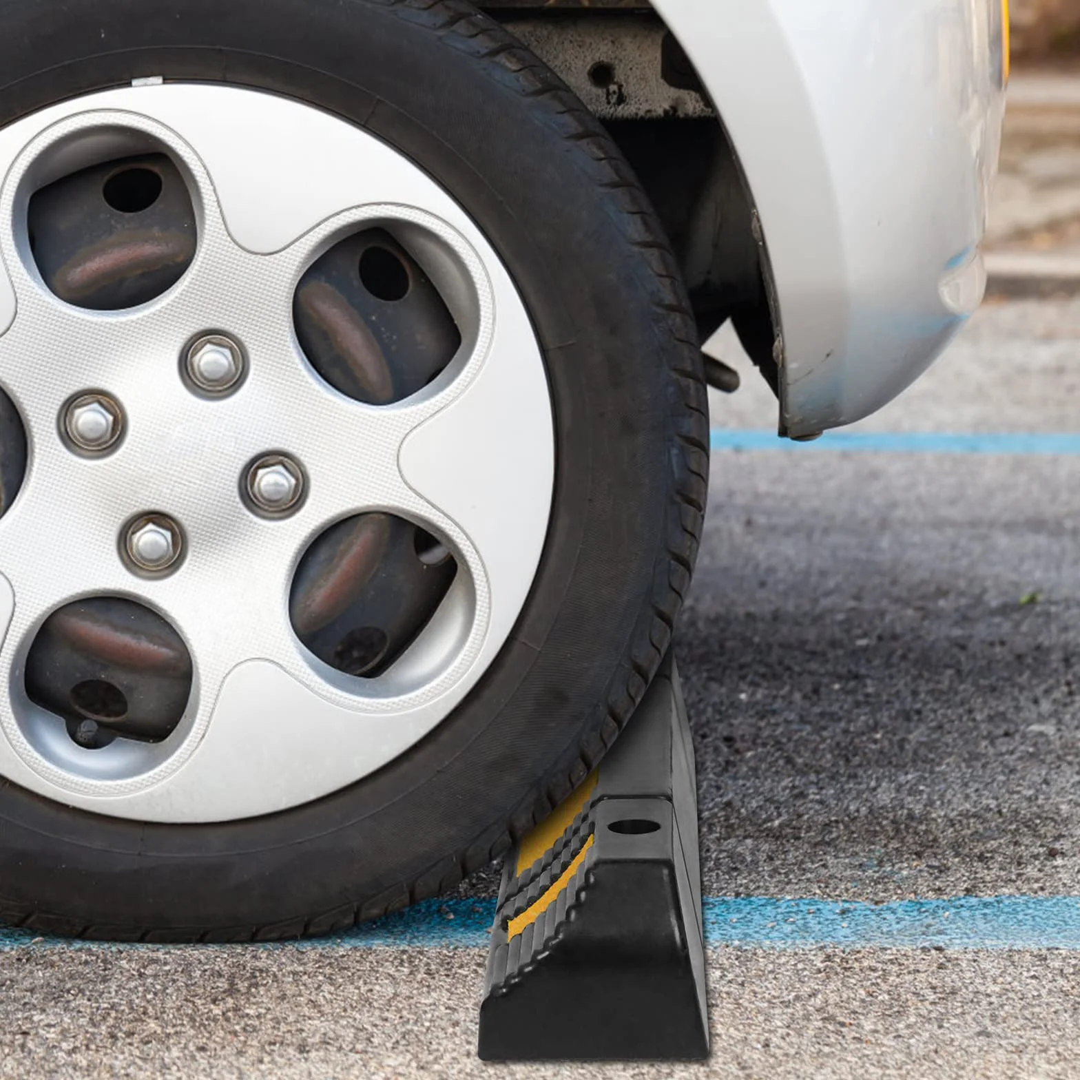 YRHome Ogranicznik Parkingowy Gumowy Stoper do Kół 60 cm Ochrona Przed Najechaniem