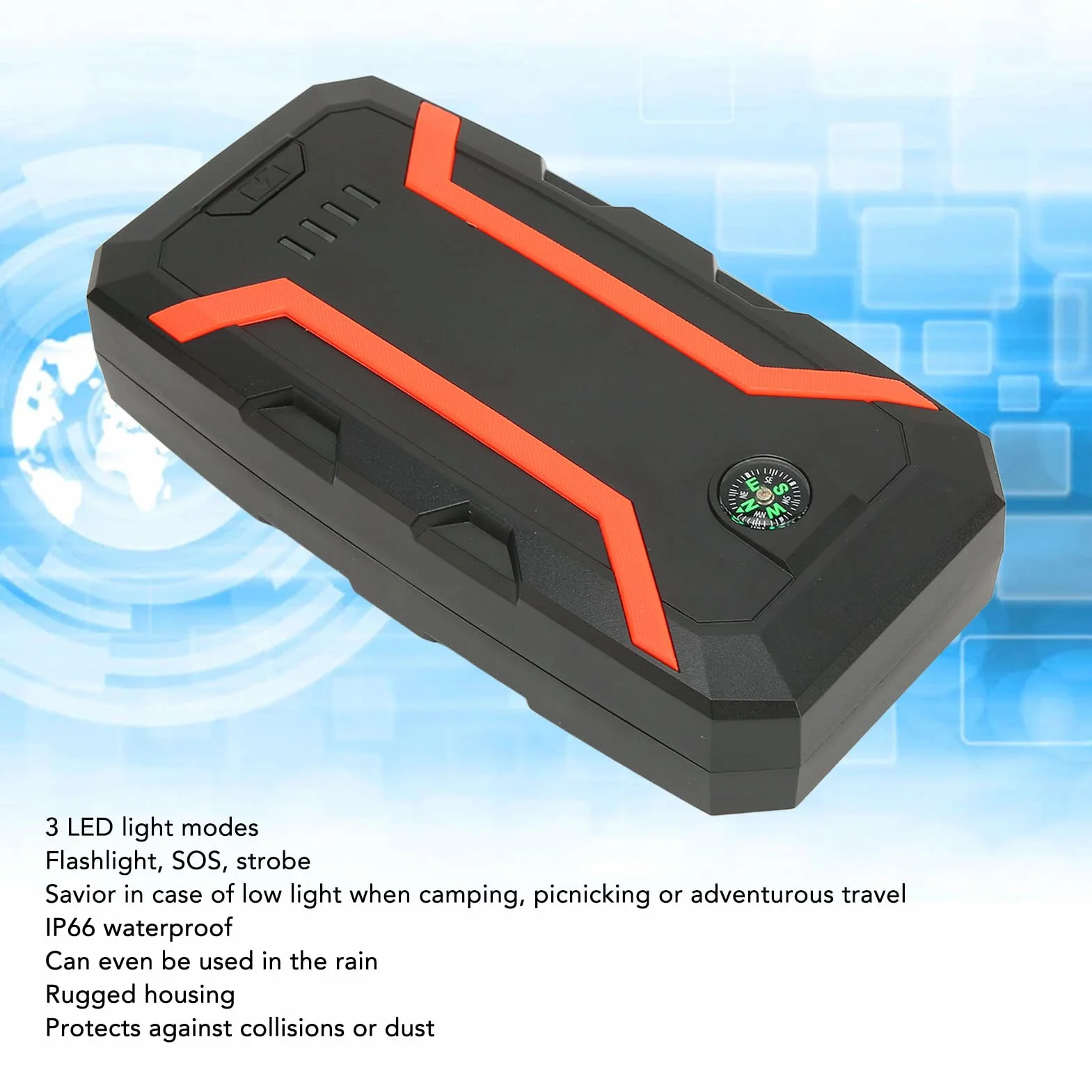Przenośny Car Jump Starter 1500A 12000mAh 12V Power Bank do silników 7L Gas 5.5L