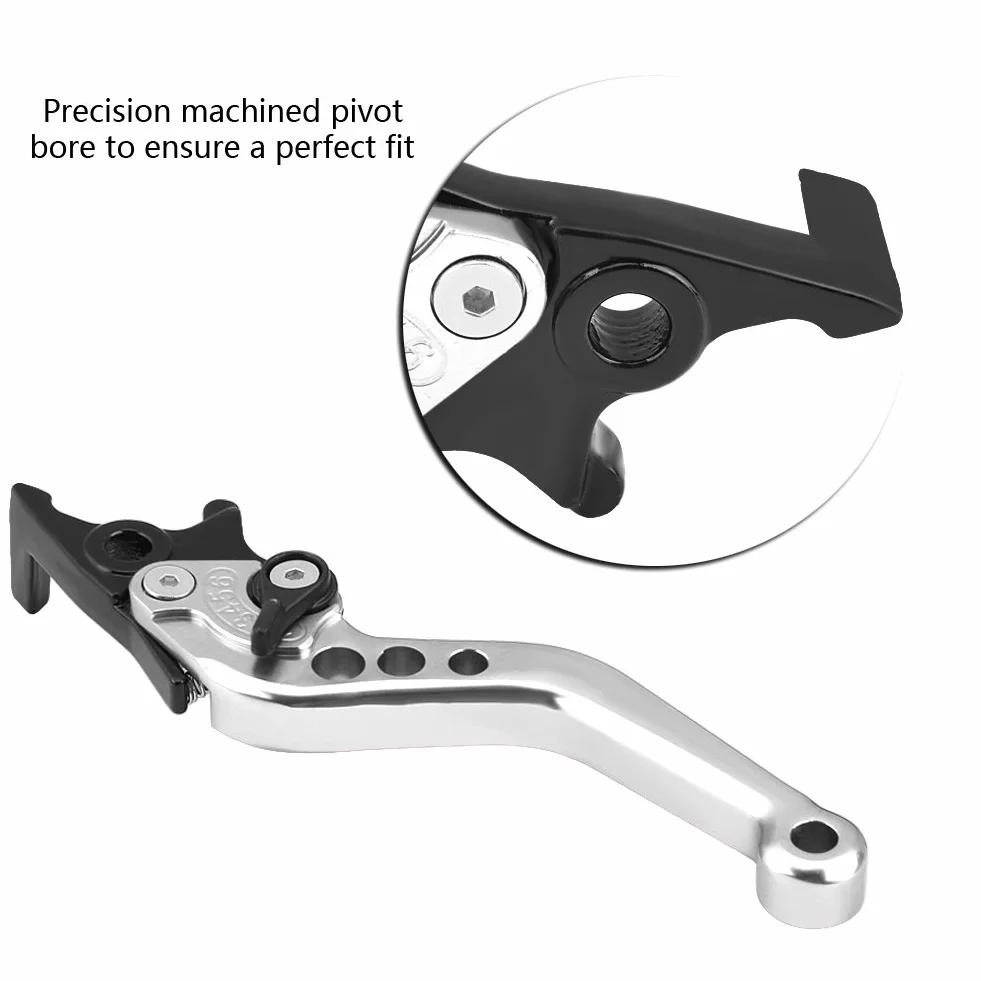 Qiilu 1 para CNC ze stopu aluminium modyfikacja motocykla podwójna dźwignia hamulca tarczowego (srebrny)