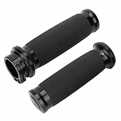 Chwyty kierownicy Suuonee, 1 para uniwersalnych manetek motocyklowych 25 mm Aluminium + guma antypo?lizgowa [srebrna]